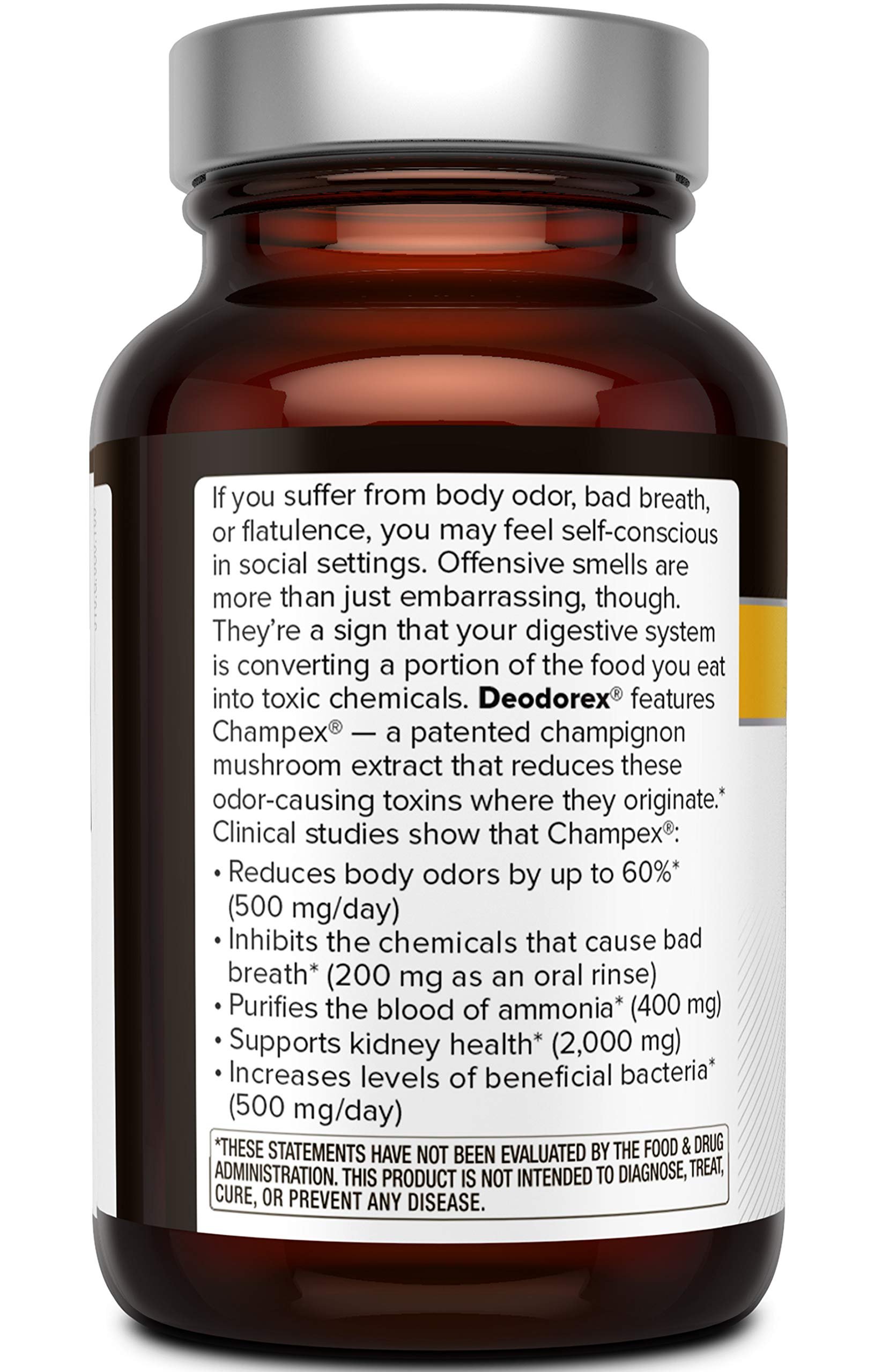 Quality of Life Deodorex Champignon Mushroom Capsules bottle with label