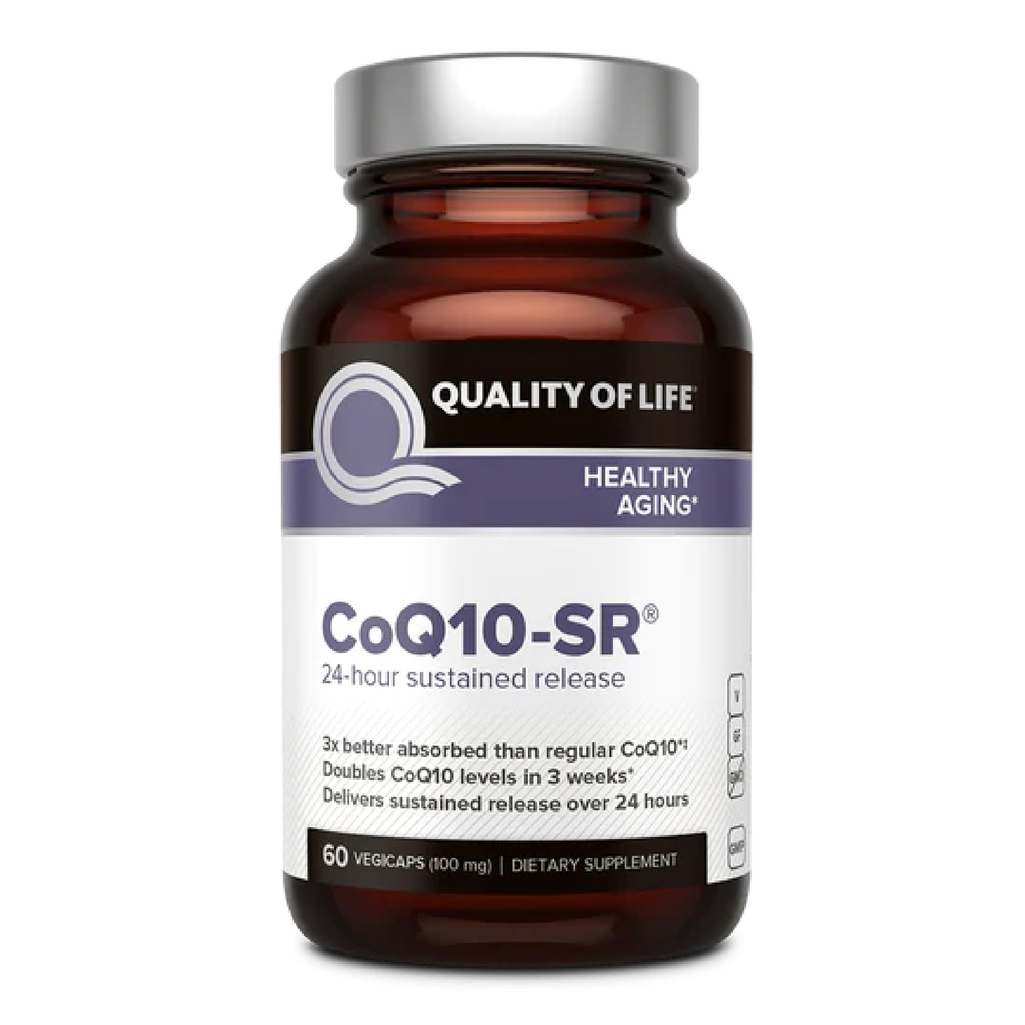 Quality of Life MicroActive CoQ10-SR 60mg capsule bottle front view