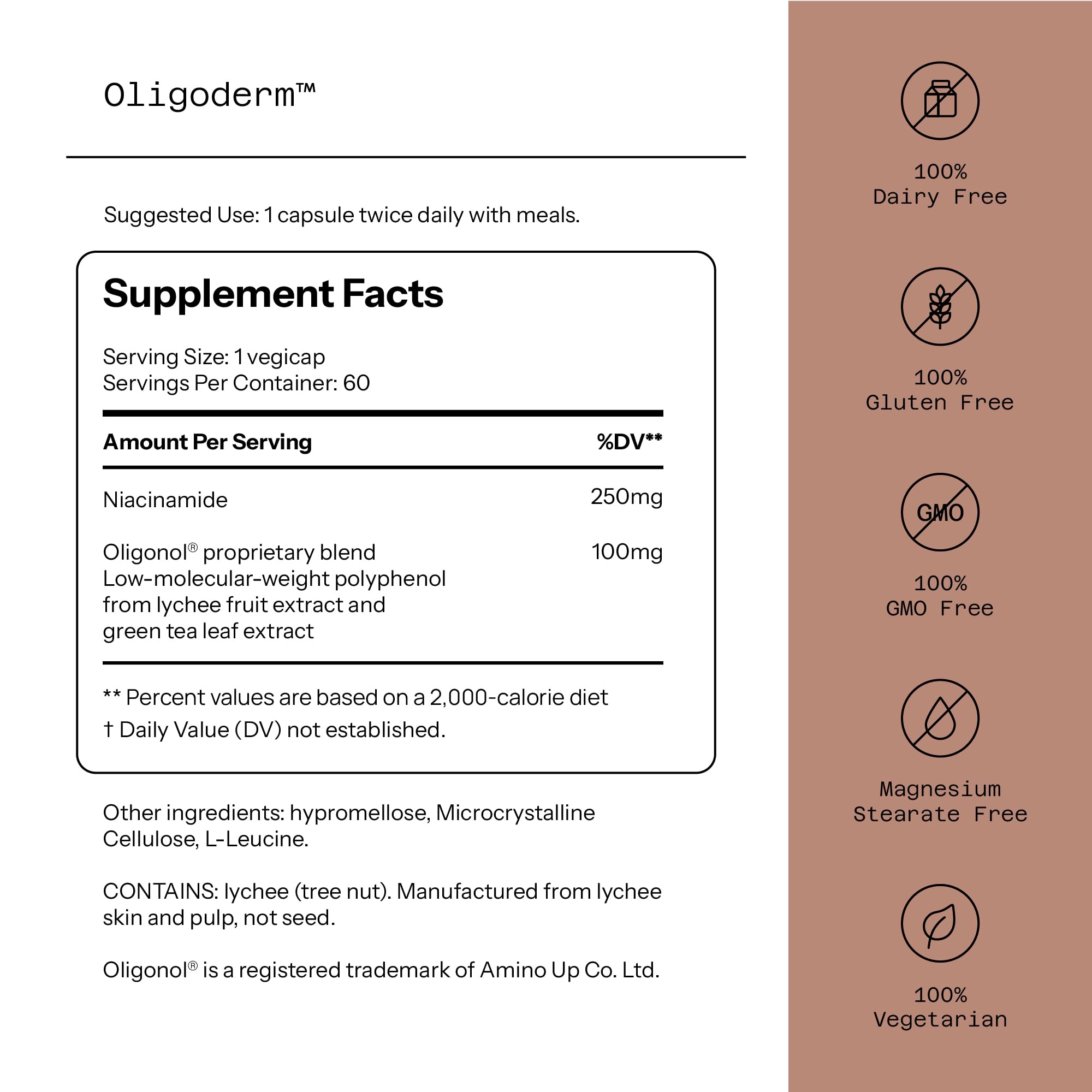 Quality of Life Oligoderm Skin Supplement 200g back view