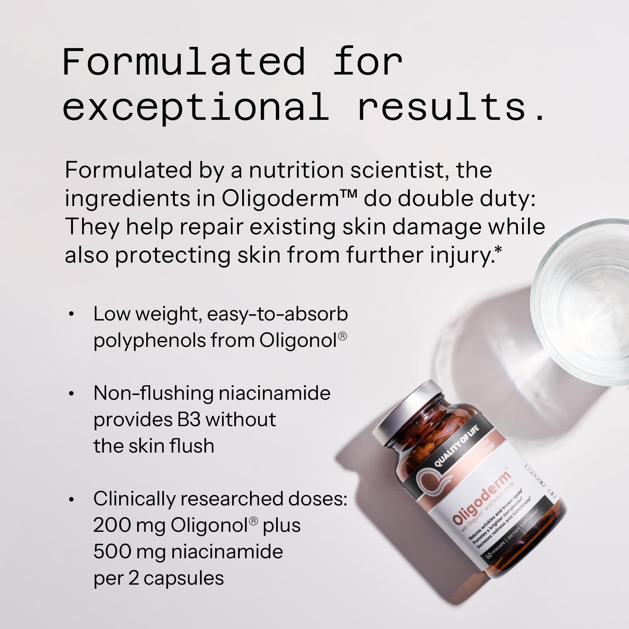 Quality of Life Oligoderm Skin Supplement capsules