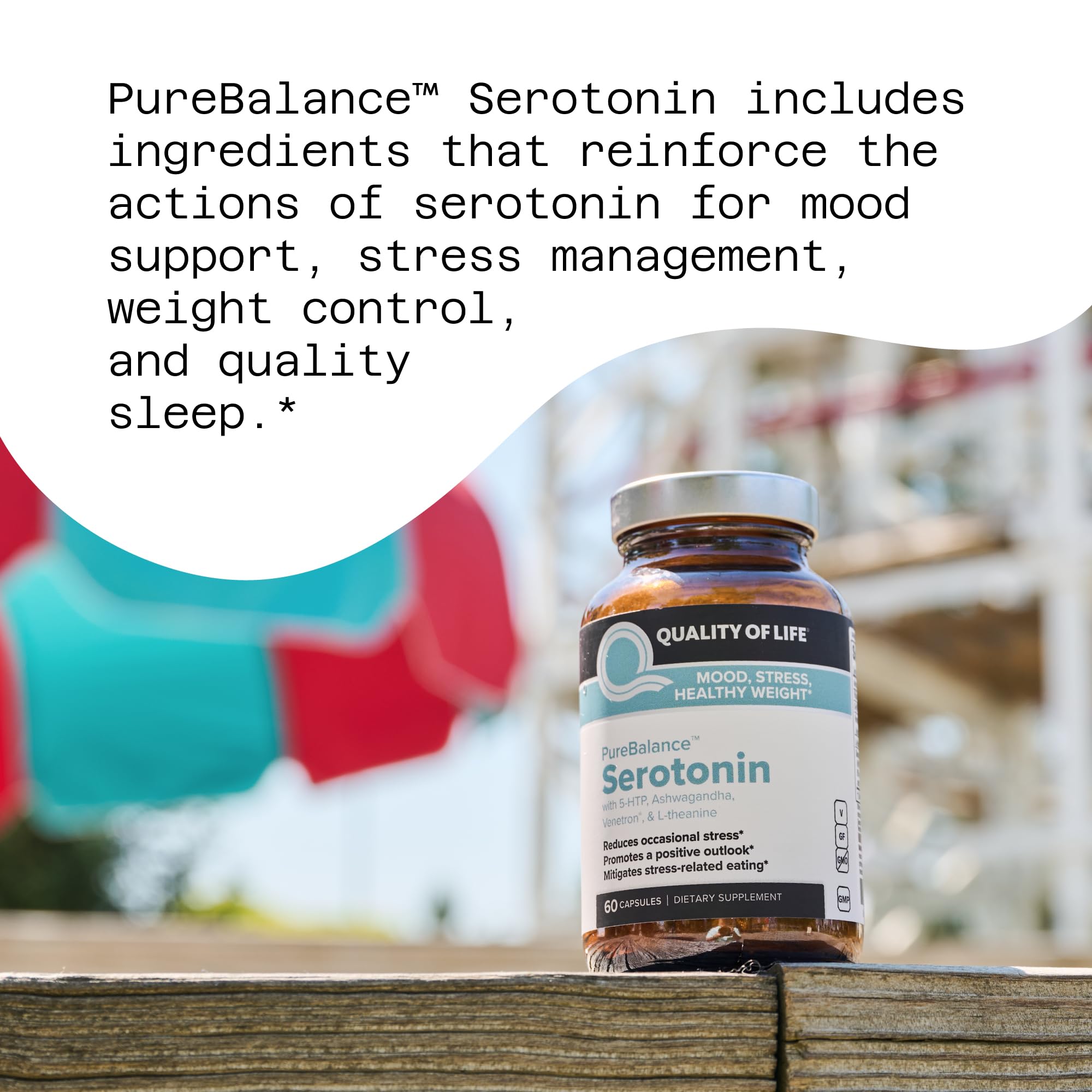 Quality of Life PureBalance Serotonin supplement capsule close-up