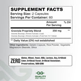 QUALITY ONE Graviola Extract Capsules side view showing capsule size