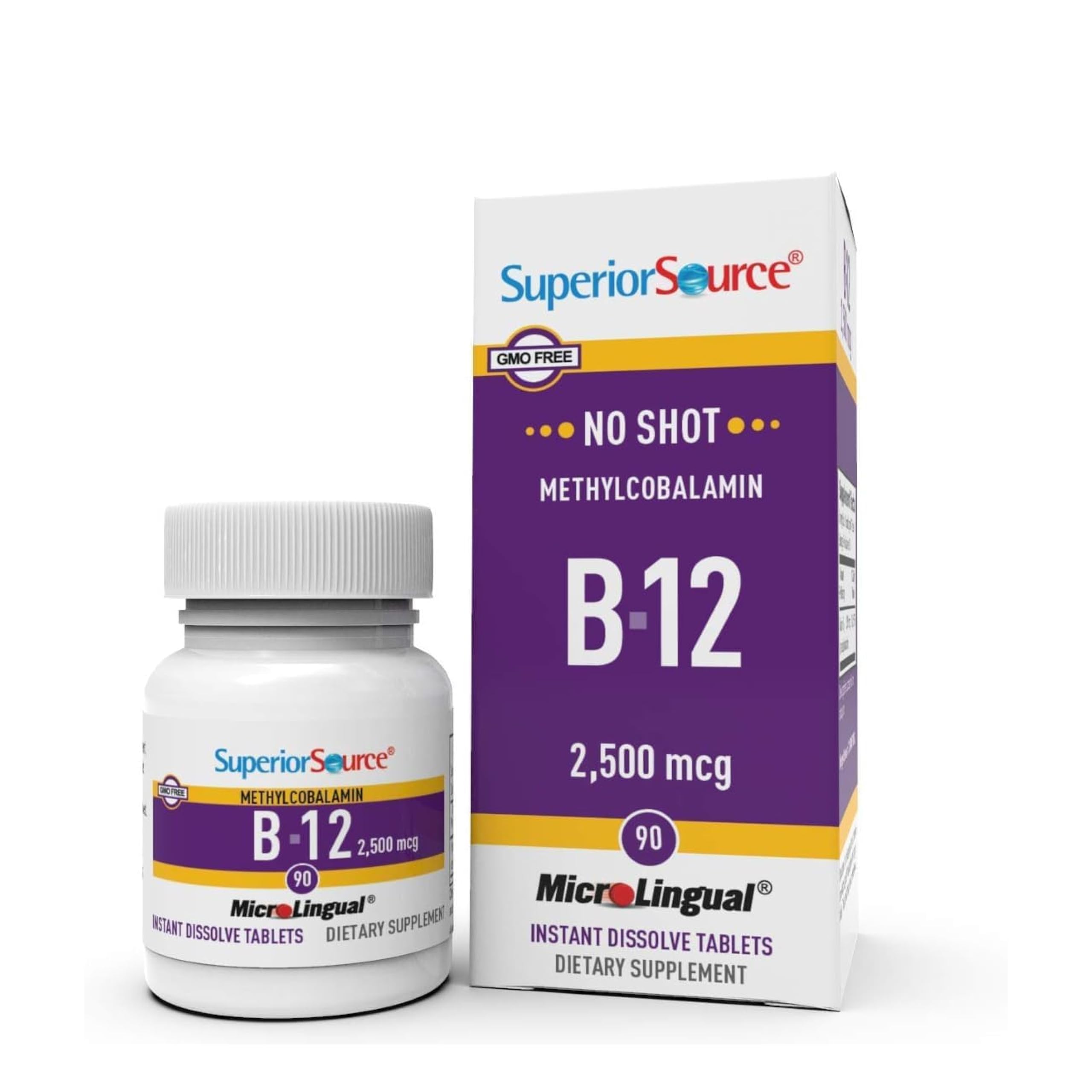 quality Source B-12 Methylcobalamin 2500 mcg sublingual tablets front view