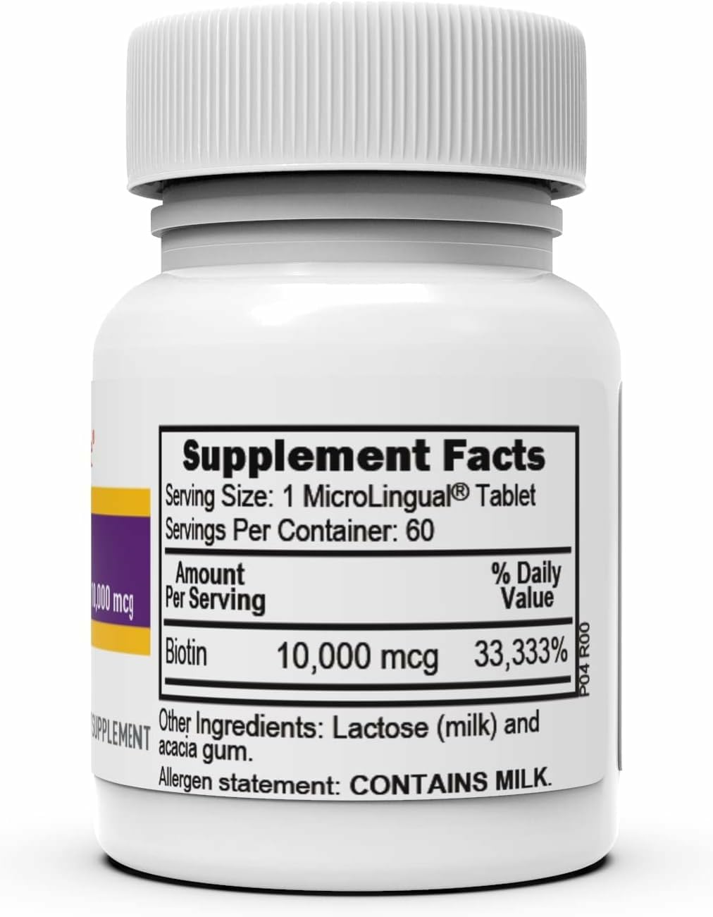 quality Source Biotin 10mg Daily Supplement side view
