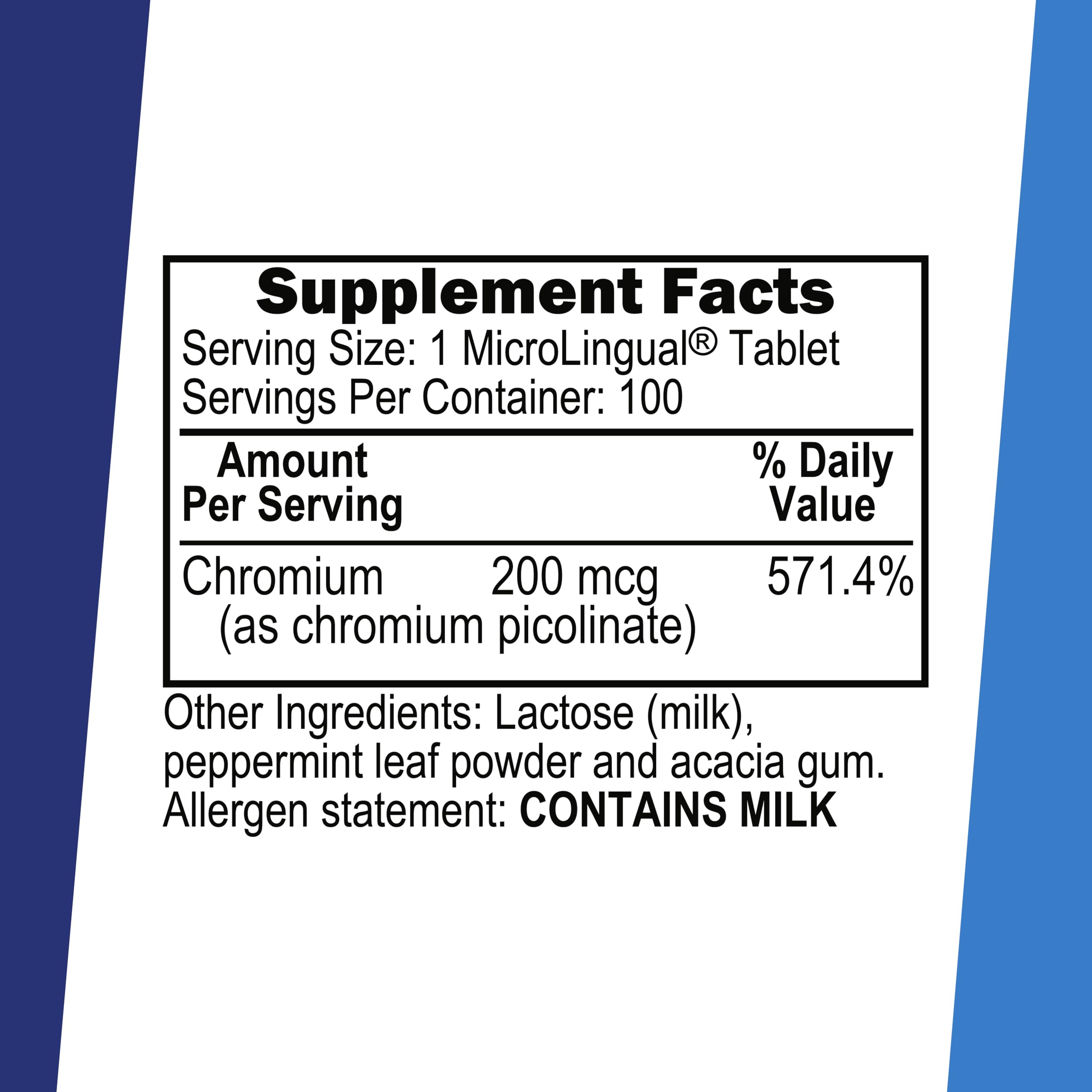 quality Source Chromium Instant Dissolve Tablets packaging