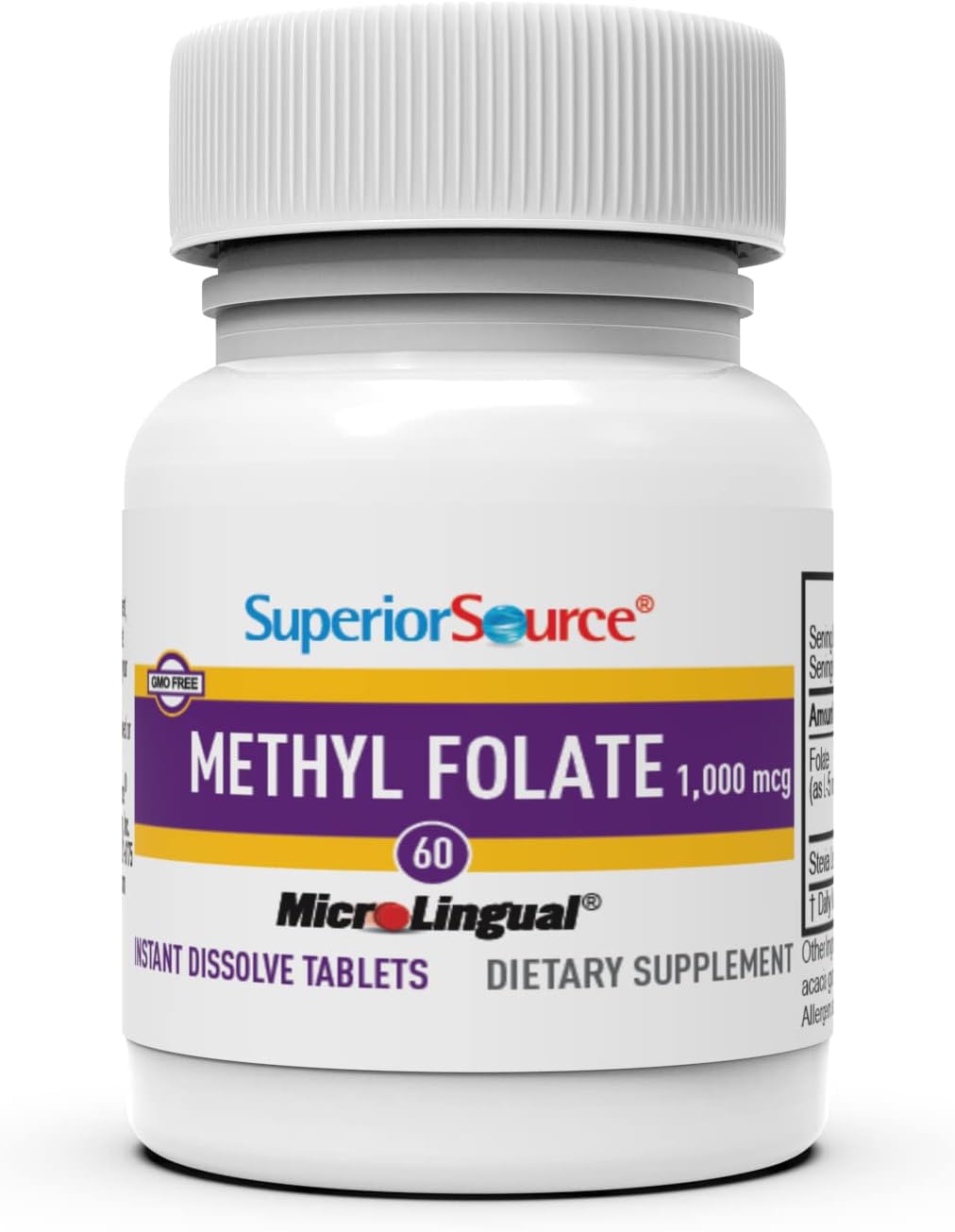 quality Source Folic Acid Sublingual Tablets side view