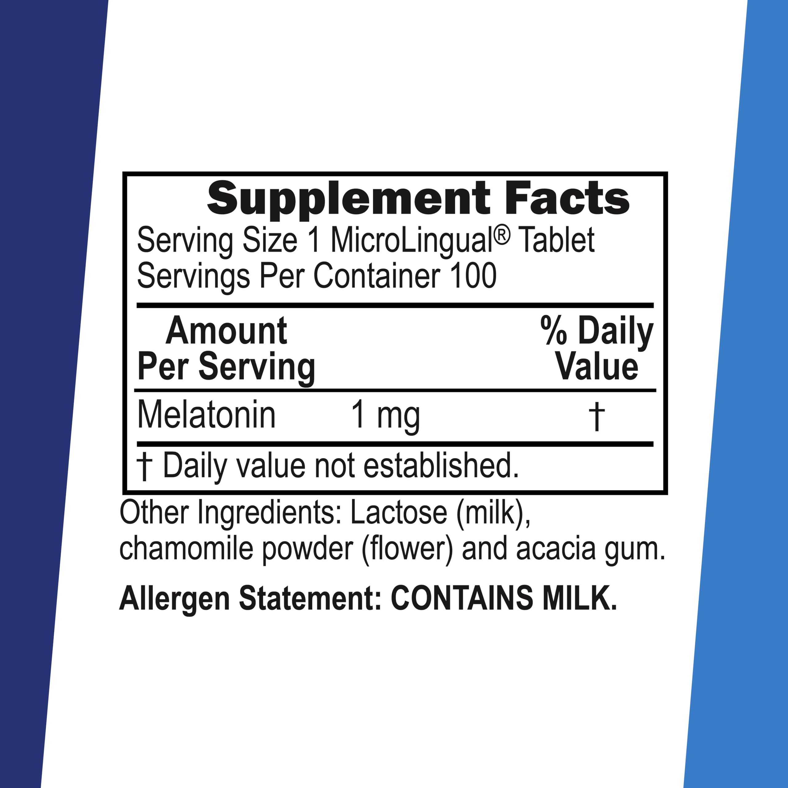 quality Source Melatonin 1 mg packaging side view