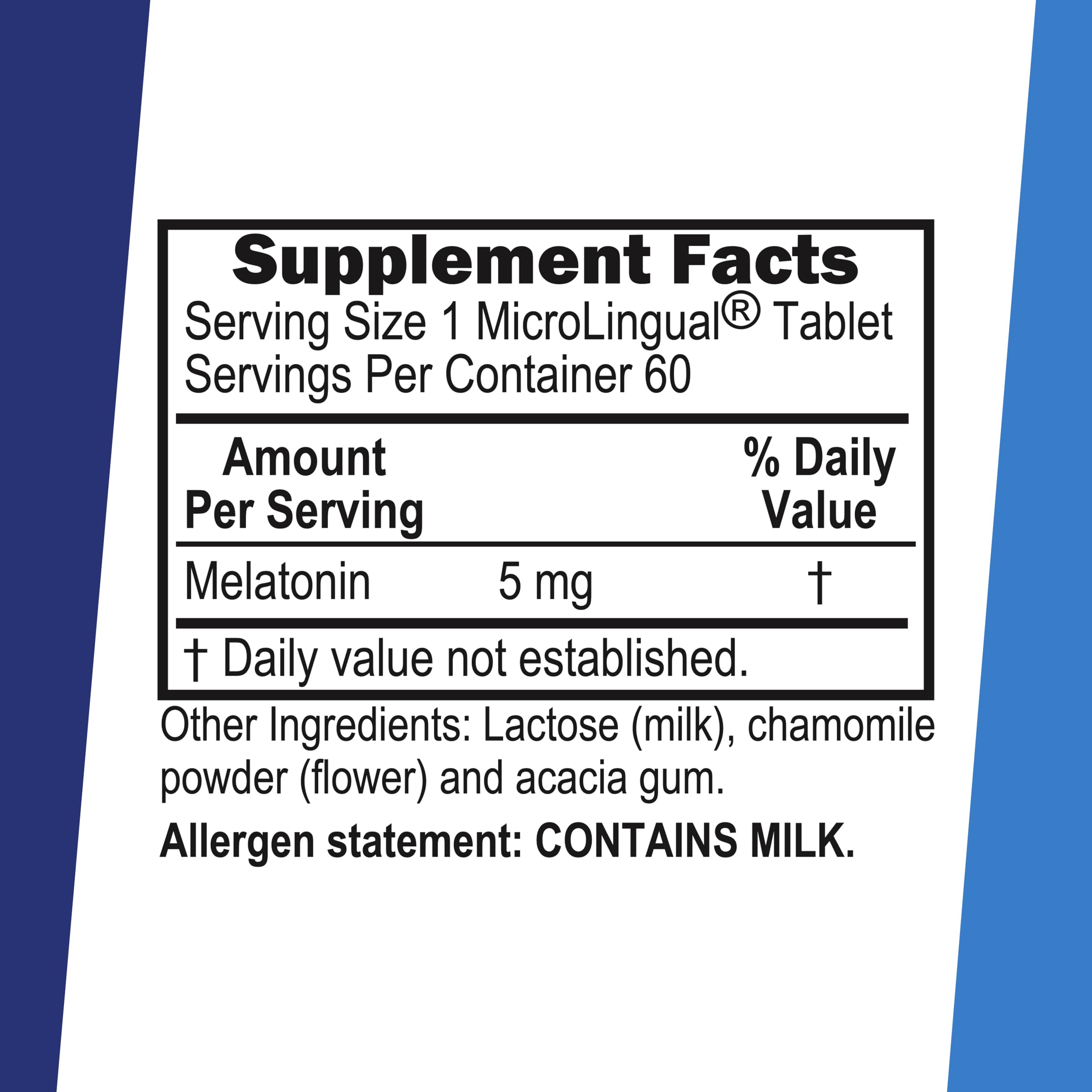 quality Source Melatonin 5 mg packaging with 60 tablets