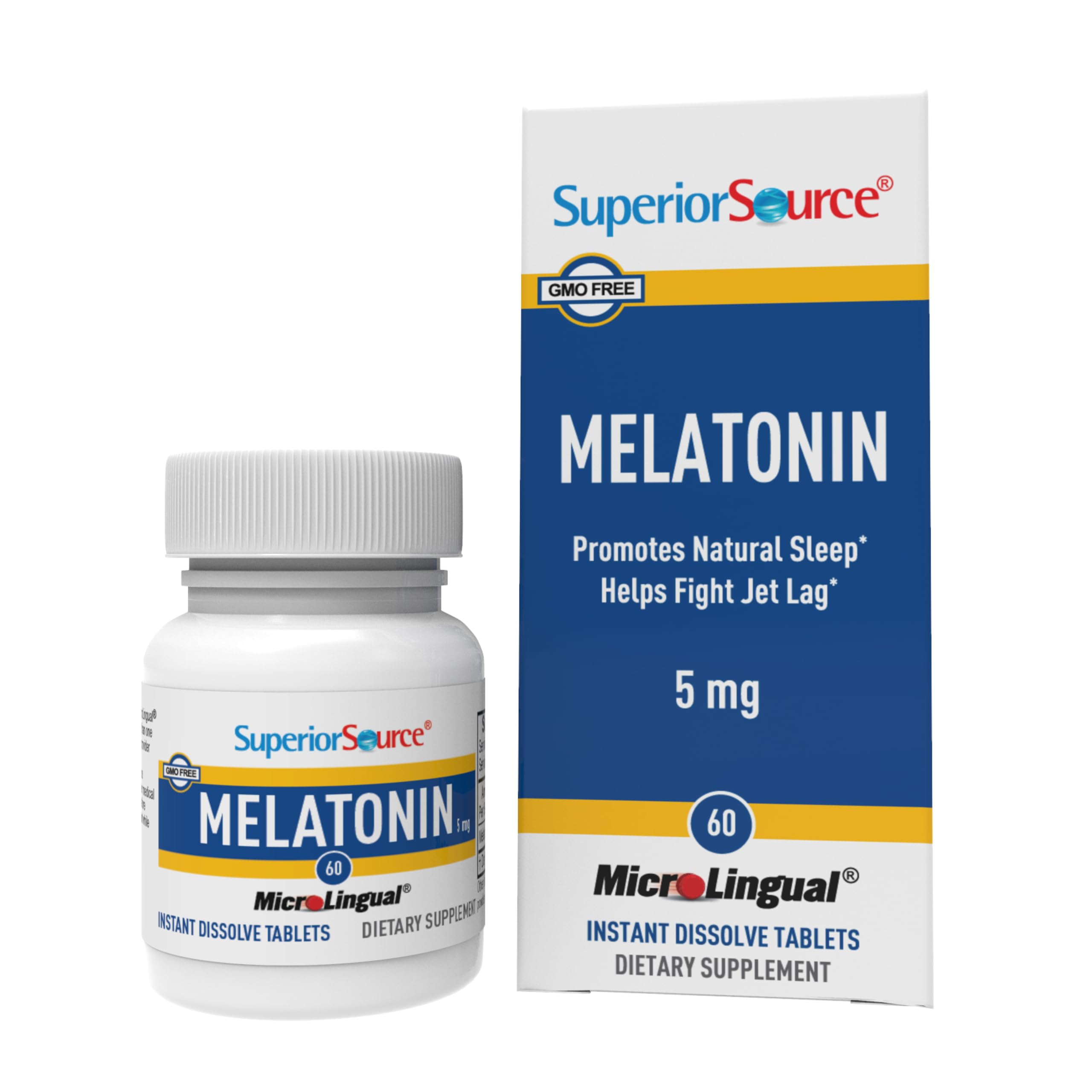 quality Source Melatonin 5 mg white sublingual tablet front view
