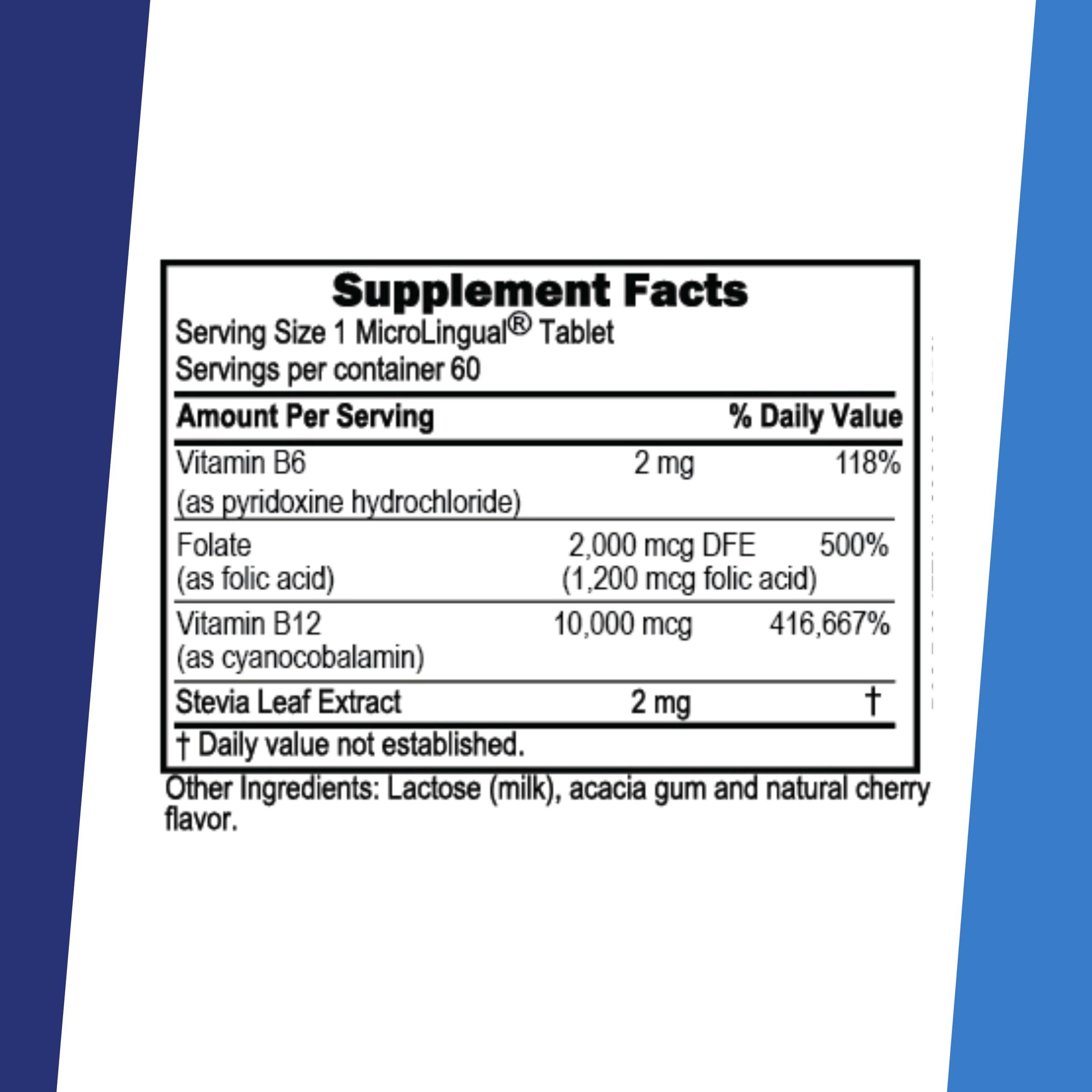 quality Source Vitamin B12 Sublingual Tablets side view with dosage details