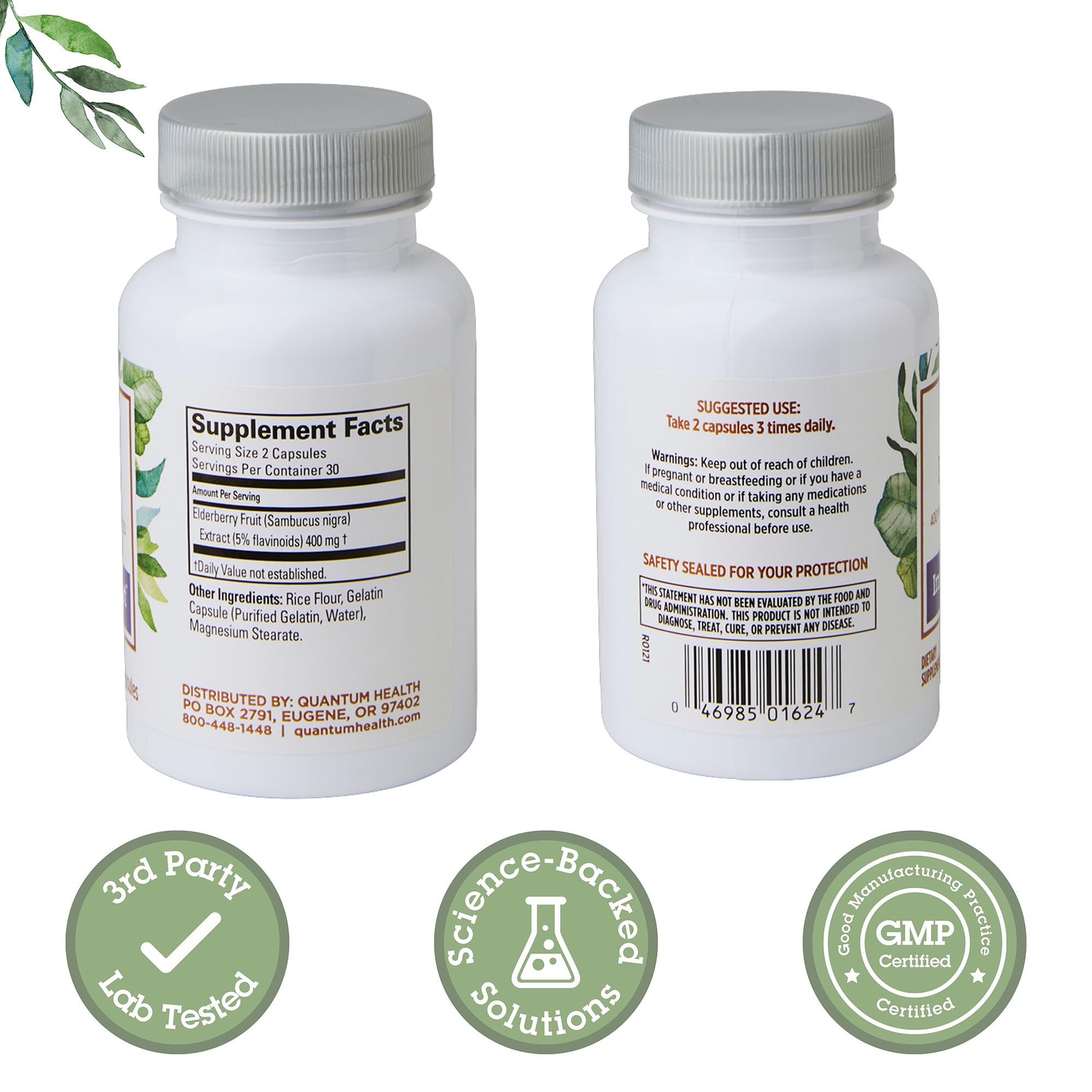 Quantum Elderberry Capsules 400mg side view