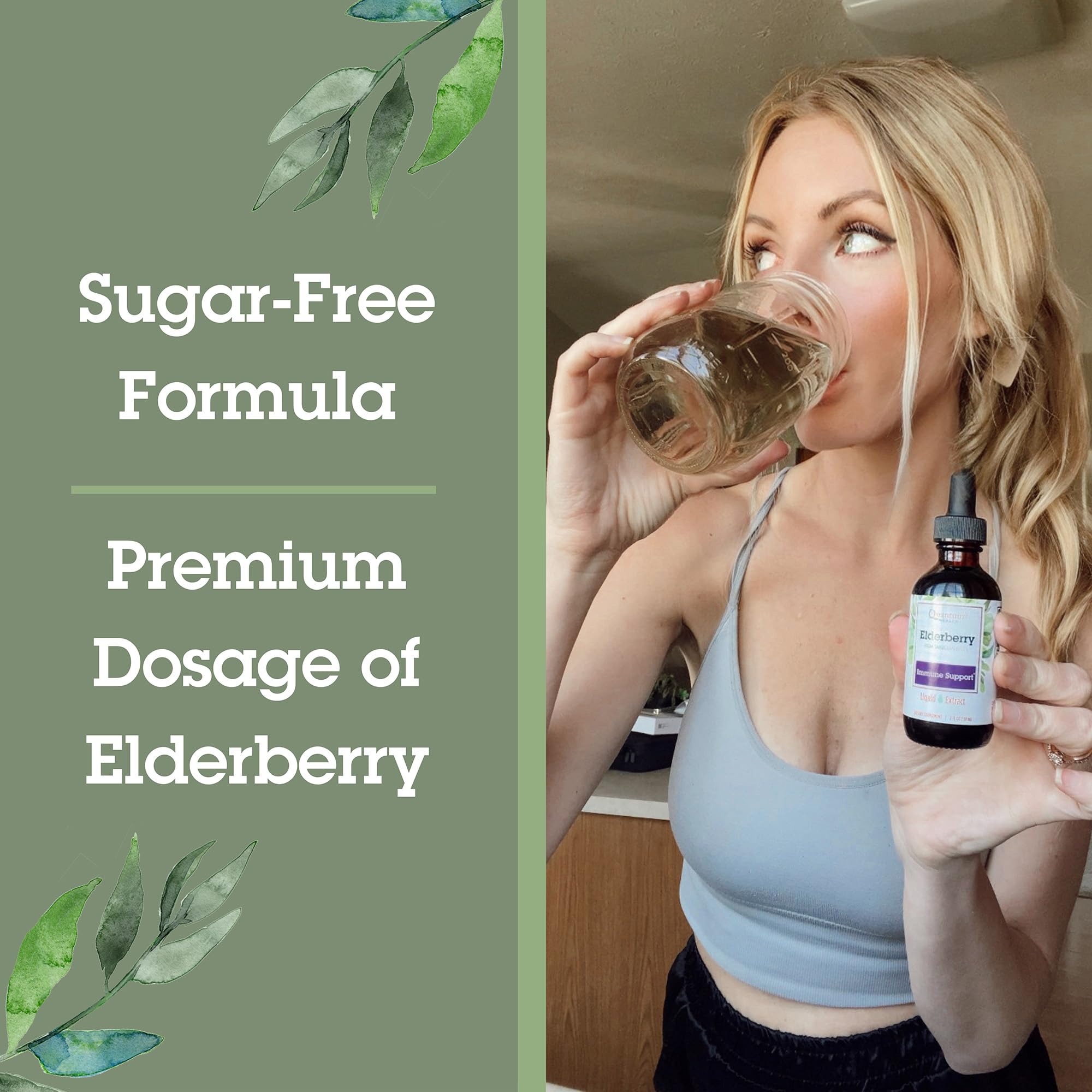 Quantum Elderberry Extract 700mg liquid in a glass