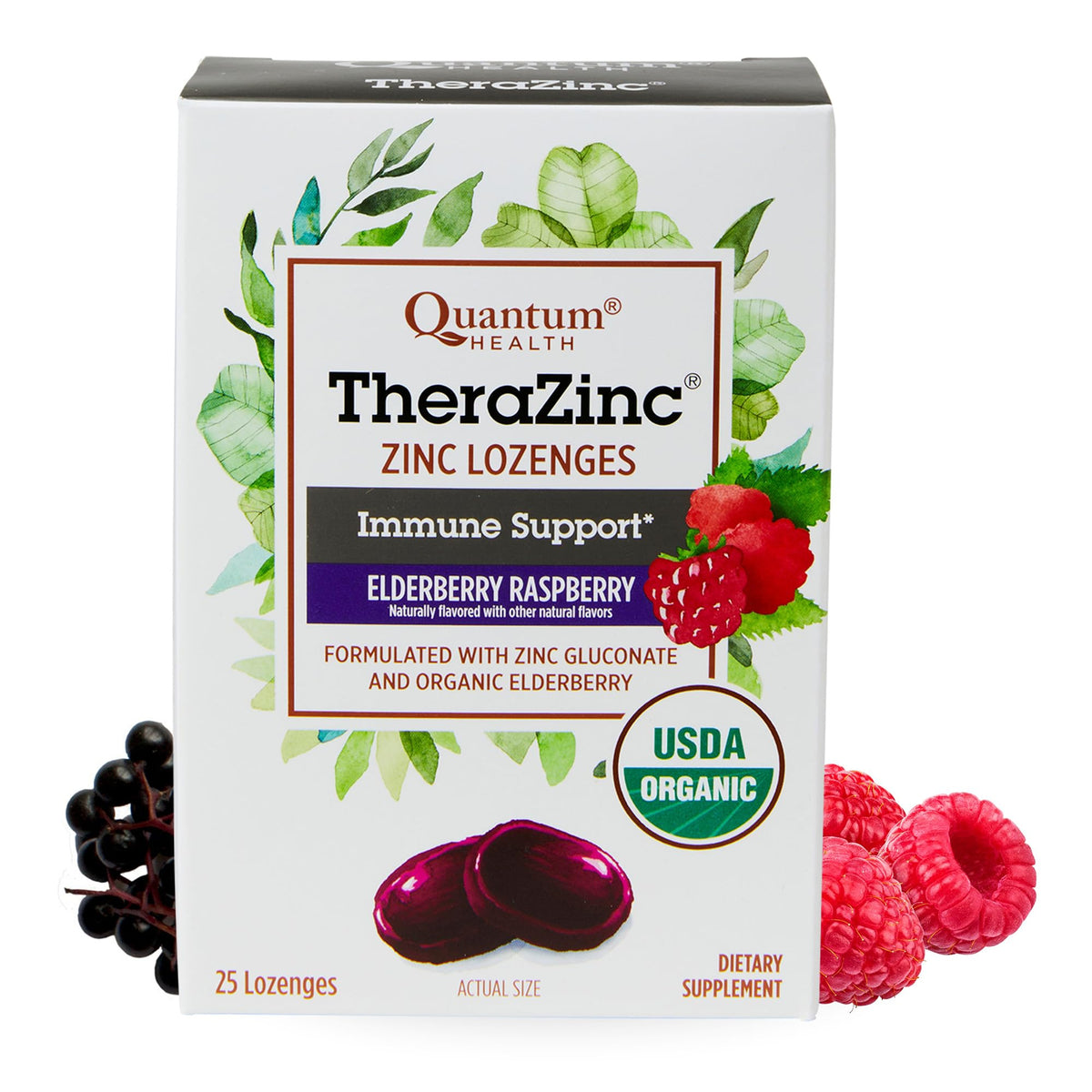 Quantum Elderberry Zinc Lozenges front view packaging