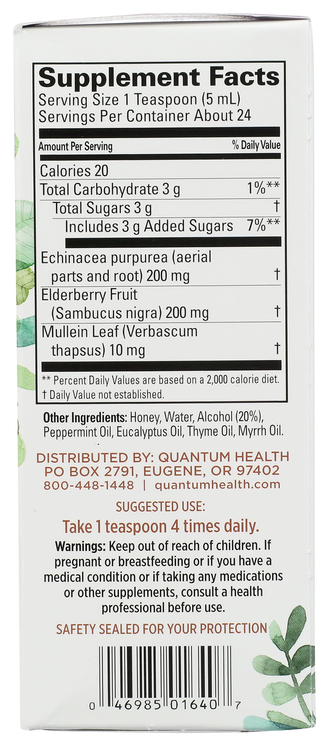 Quantum Health Elderberry Supplement 181g back view