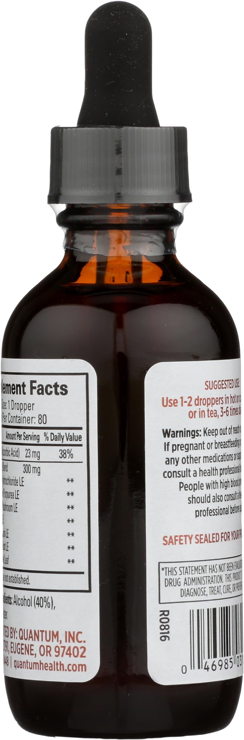 Quantum Health Super Lysine+ Liquid Extract back view