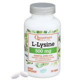 Quantum L-Lysine 500mg supplement front view with 100 tablets