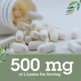 Quantum L-Lysine 500mg supplement tablets in a bowl