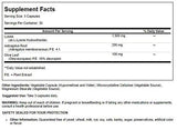 Quantum L-Lysine capsules packaging with ingredients list