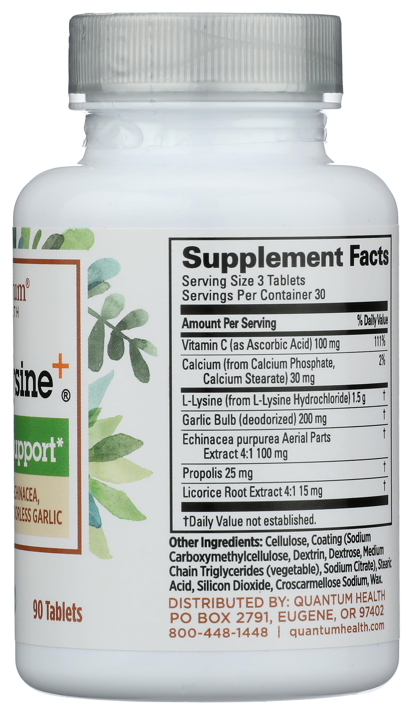 Quantum L-Lysine Supplement with Vitamin C and Garlic