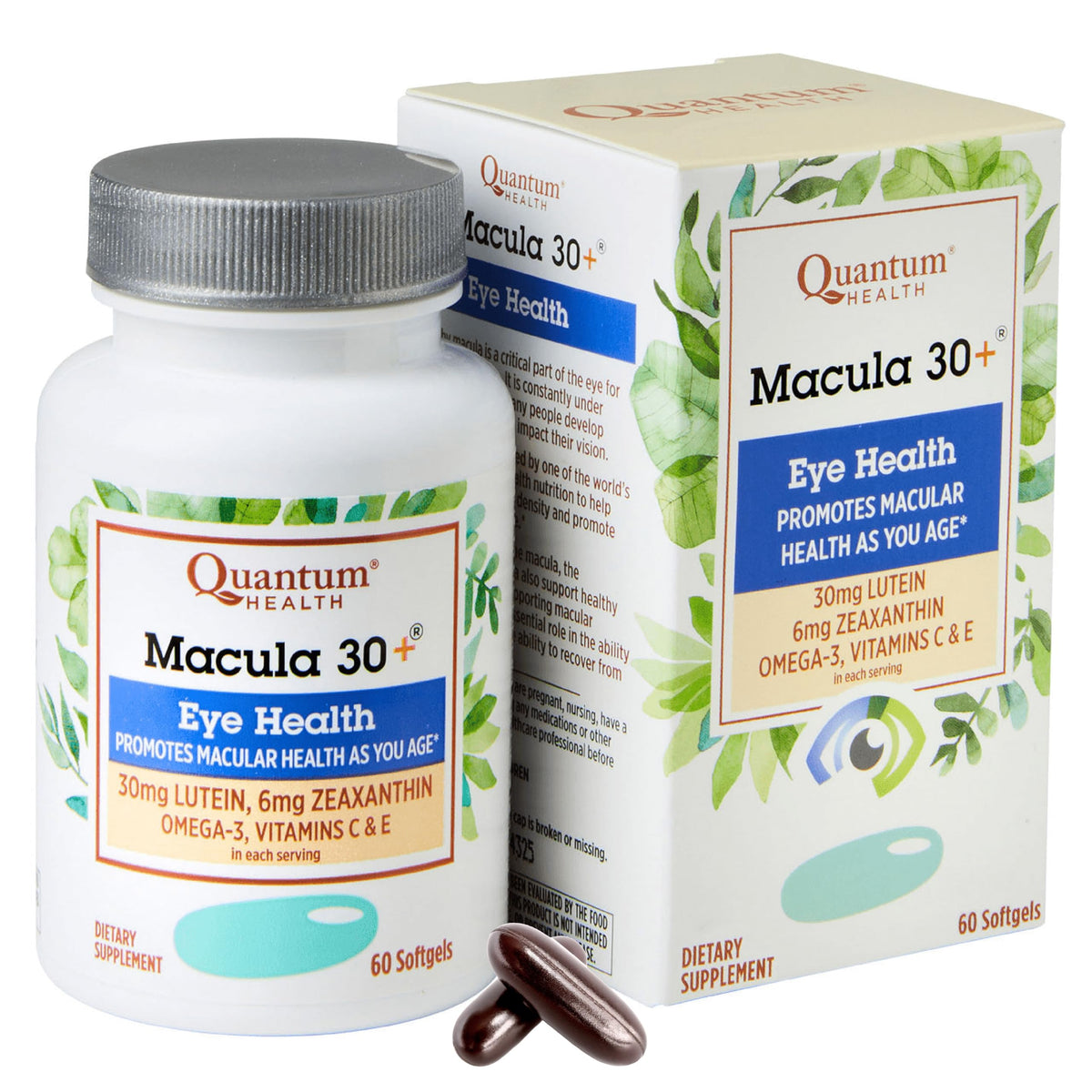 Quantum Macula 30+ Eye Health Supplement 60 Softgels front view