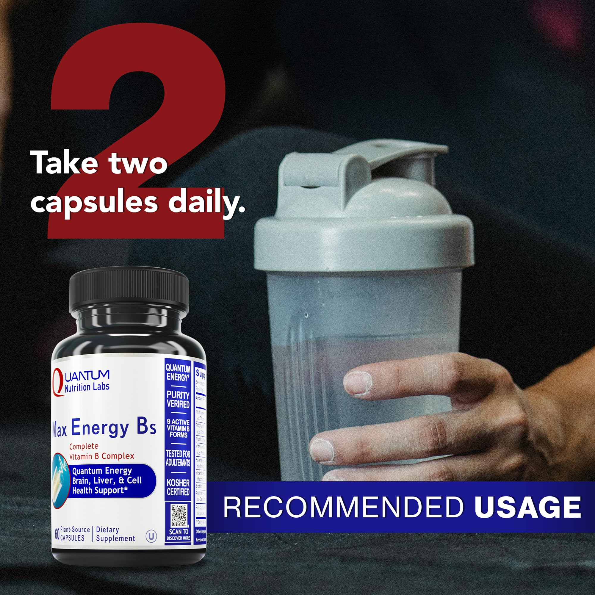 Quantum Nutrition B-Complex Methylated Vitamin Supplement back view