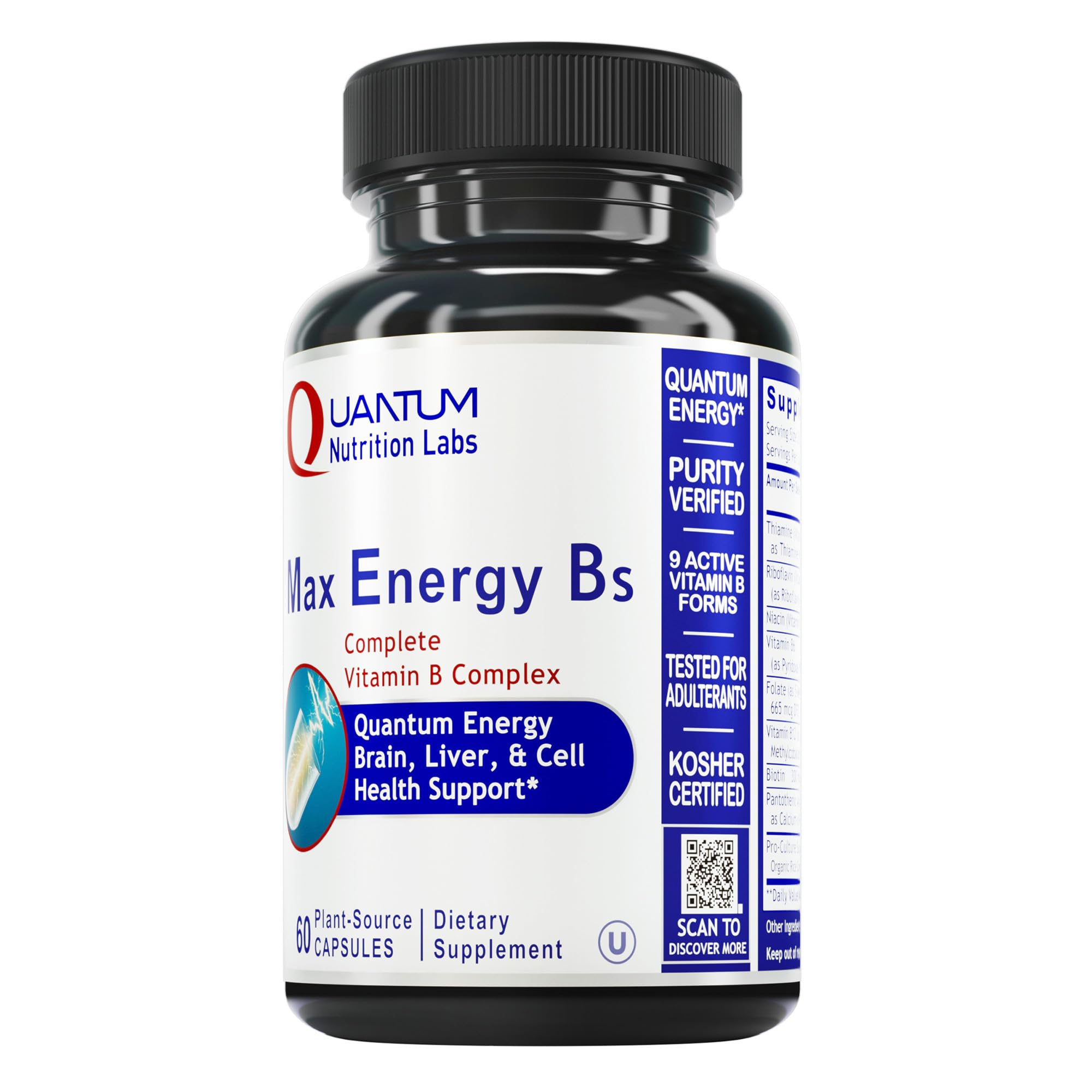 Quantum Nutrition B-Complex Methylated Vitamin Supplement front view