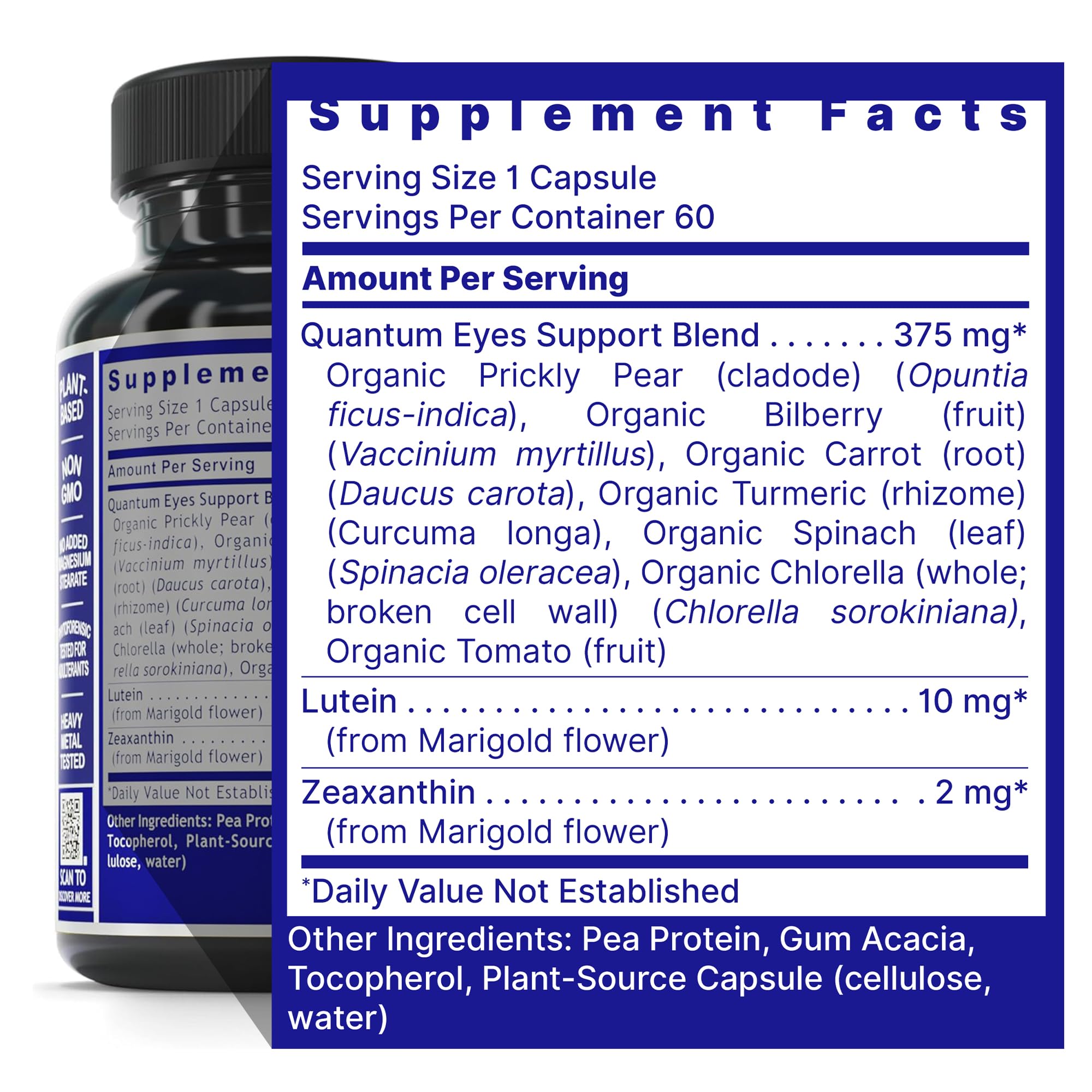Quantum Nutrition Eye Support Supplement 60 Capsules side view