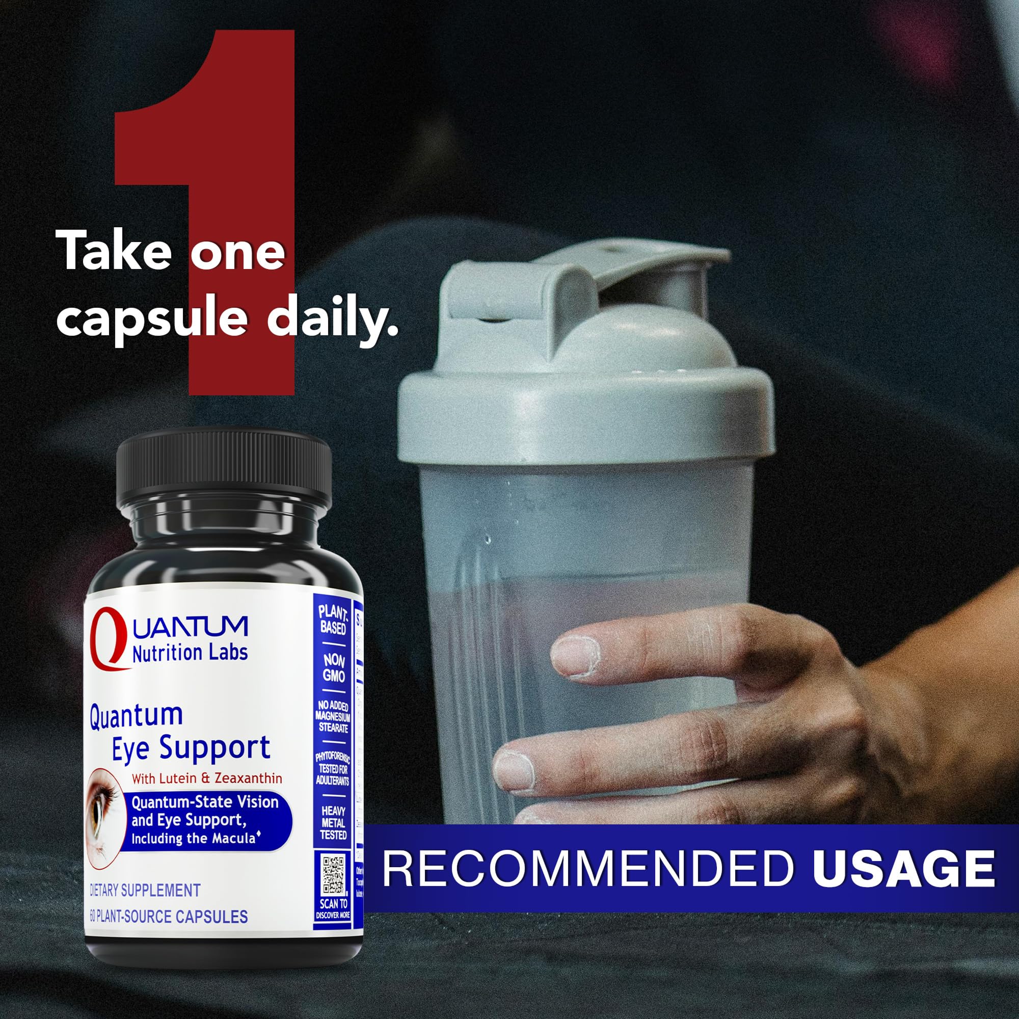 Quantum Nutrition Eye Support Supplement 60 Capsules with marigold flowers