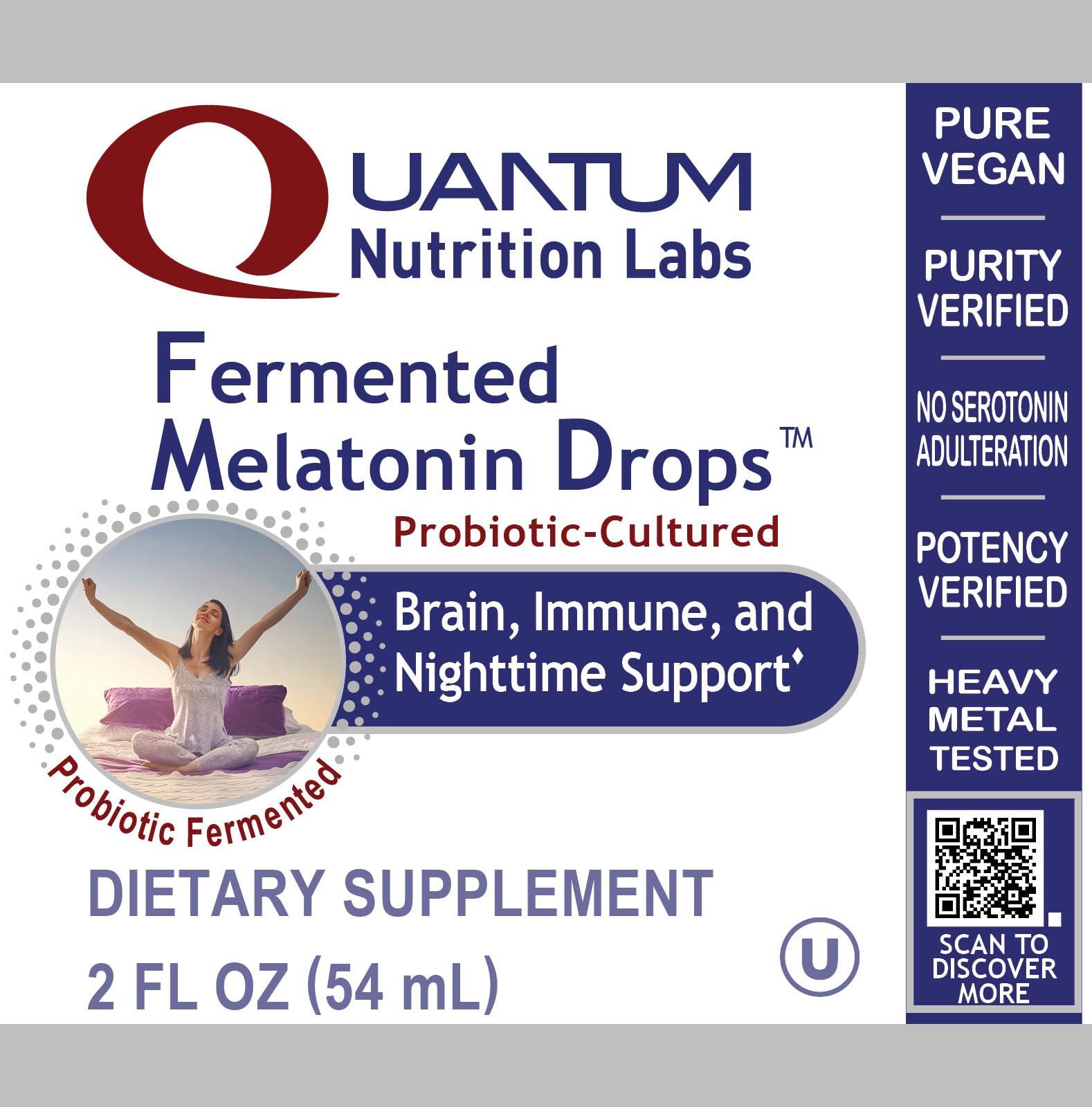 Quantum Nutrition Fermented Melatonin Drops 2 Fl Oz back view