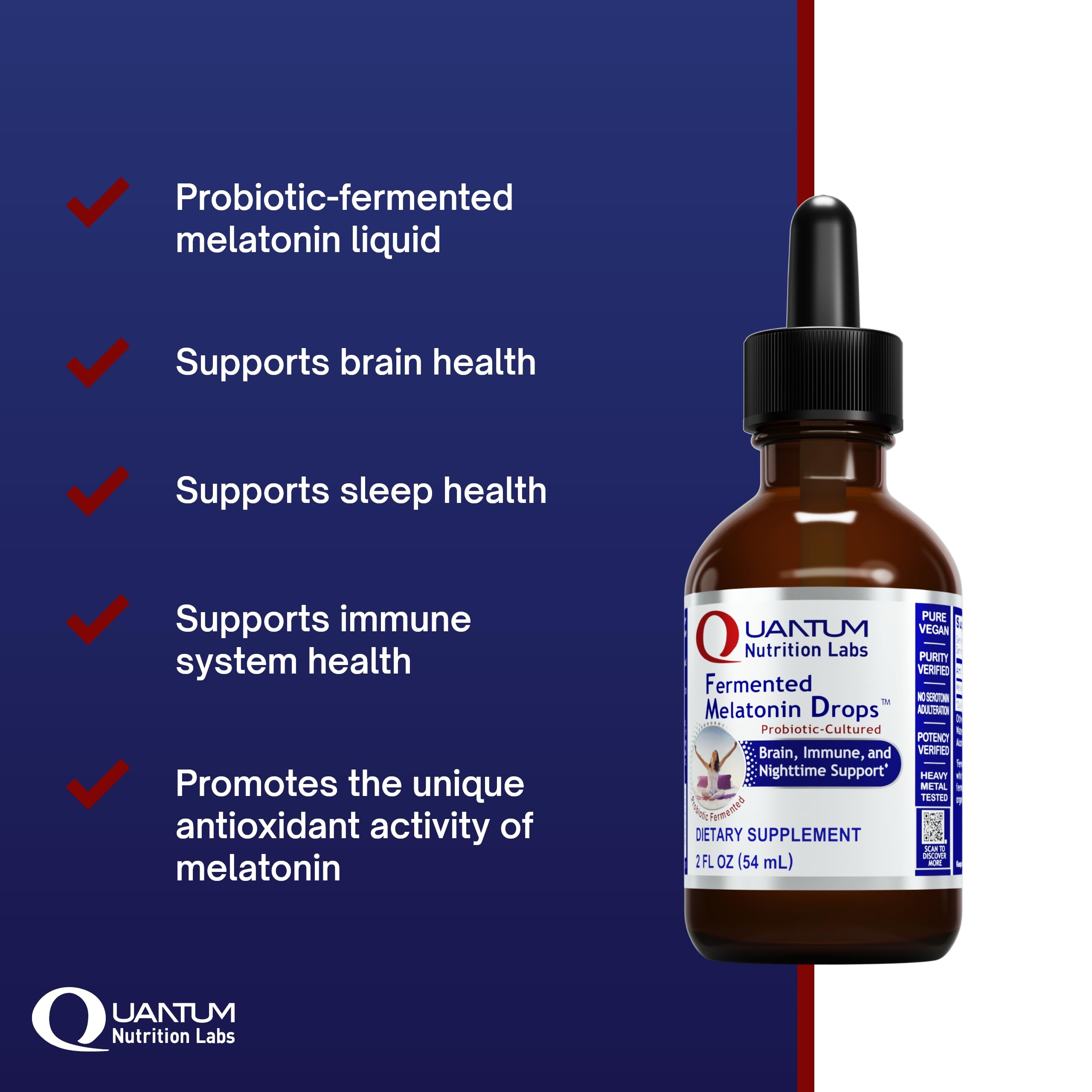 Quantum Nutrition Fermented Melatonin Drops 2 Fl Oz side view