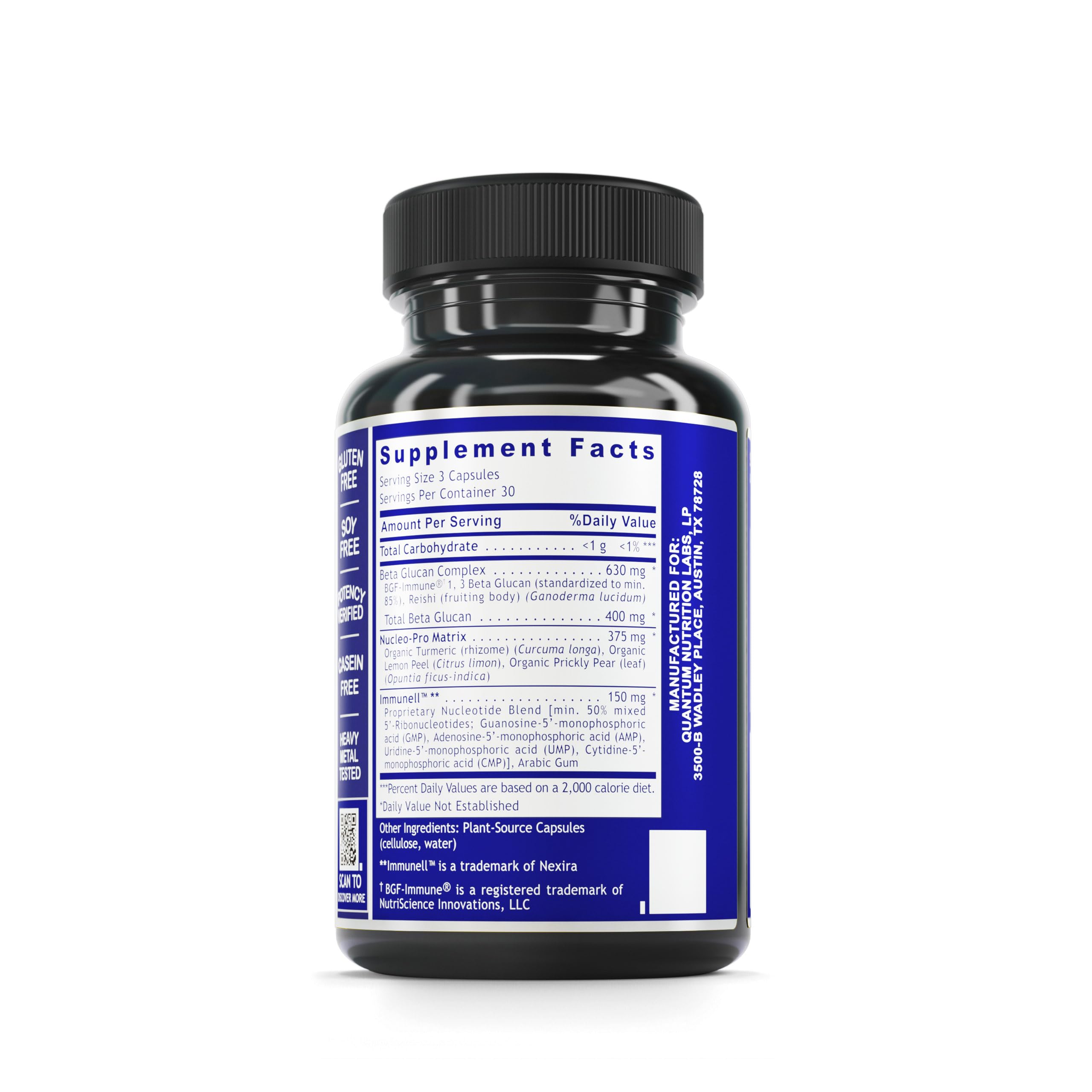 Quantum Nutrition Multivitamin Capsules 90 Count side view