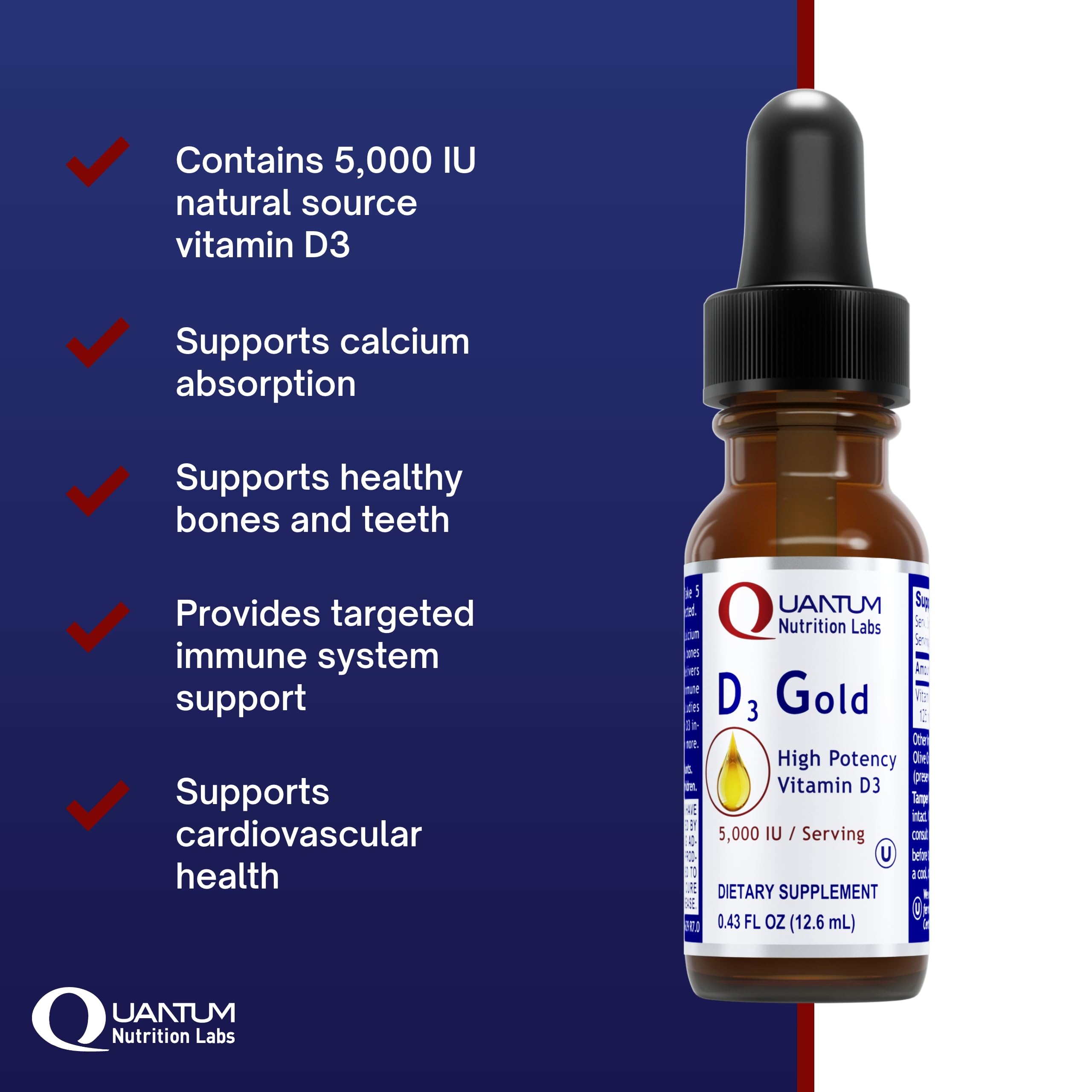 Quantum Nutrition Vitamin D Supplement 45g side view