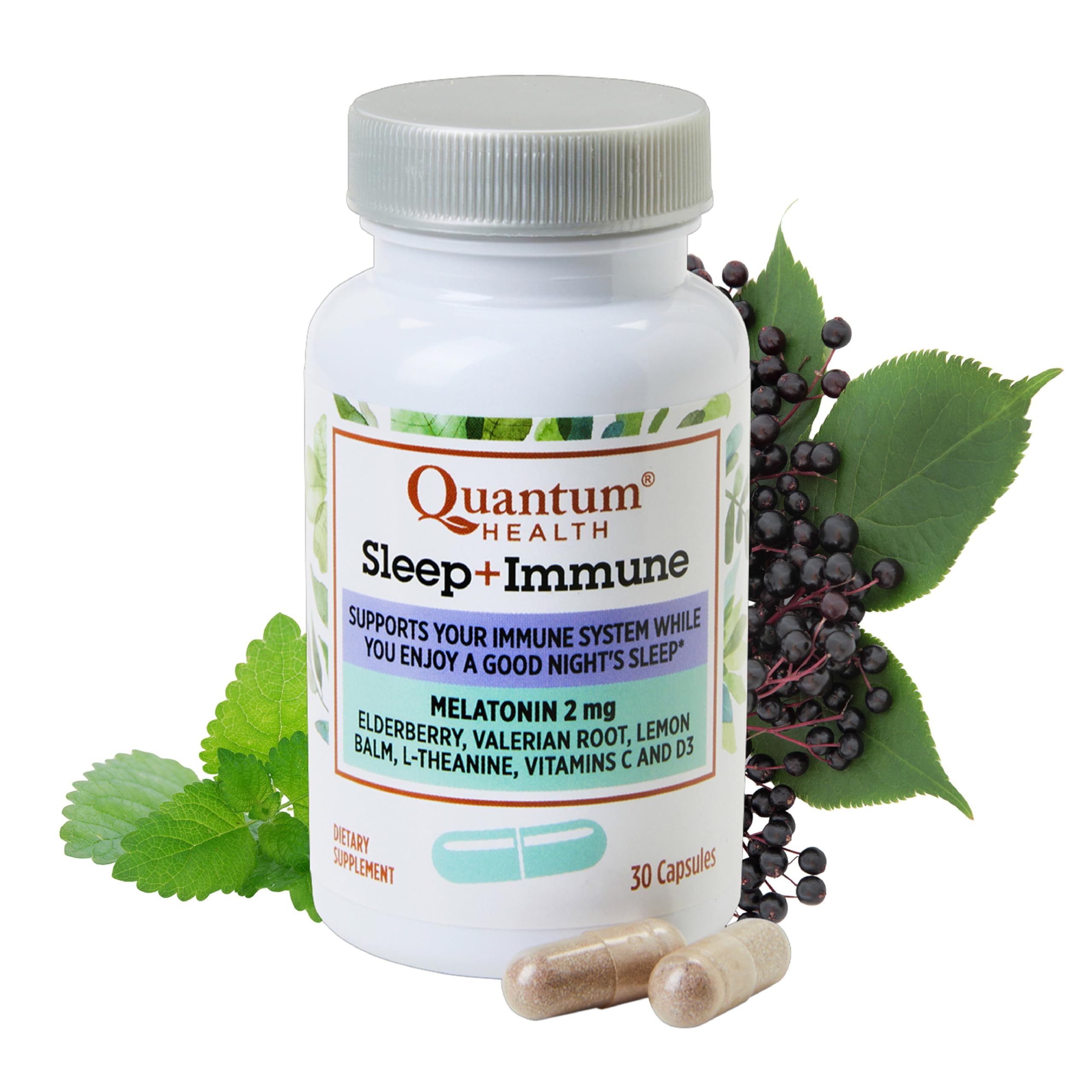 Quantum Sleep daily wellness Melatonin 2mg Herbal Sleep Aid front view