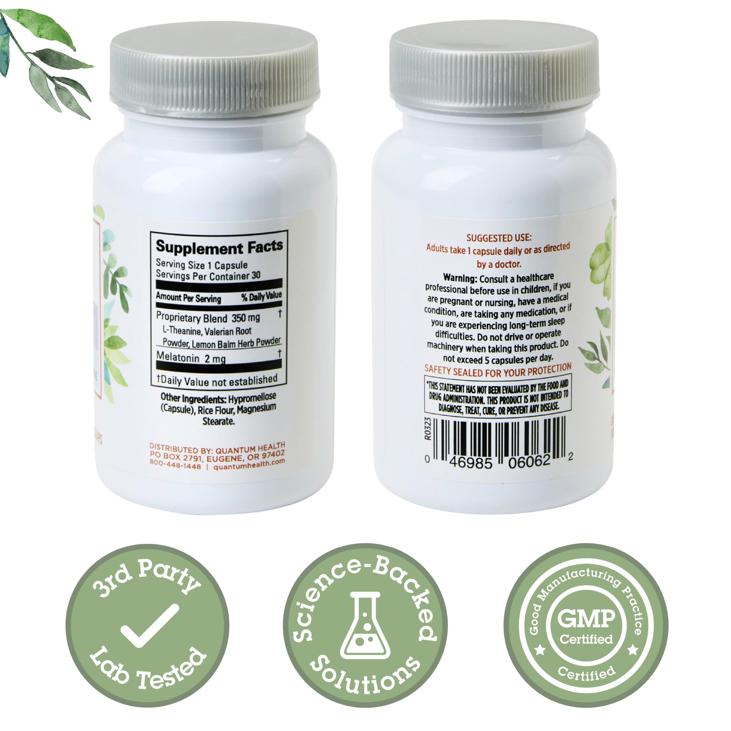 Quantum Sleep Melatonin 2mg Herbal Sleep Aid side view