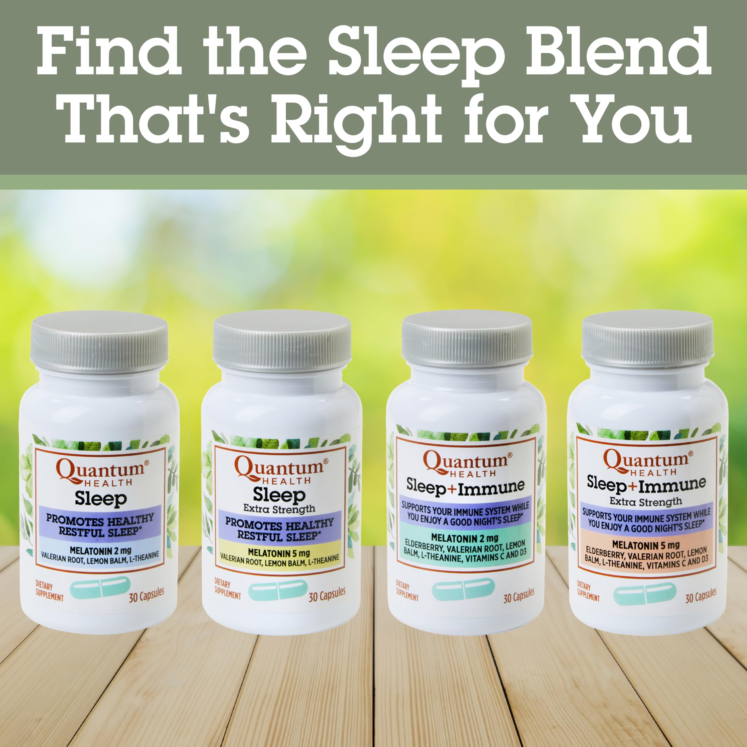 Quantum Sleep Melatonin 5mg Capsules in a wellness setting