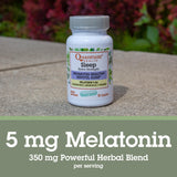Quantum Sleep Melatonin 5mg Capsules on a wooden table