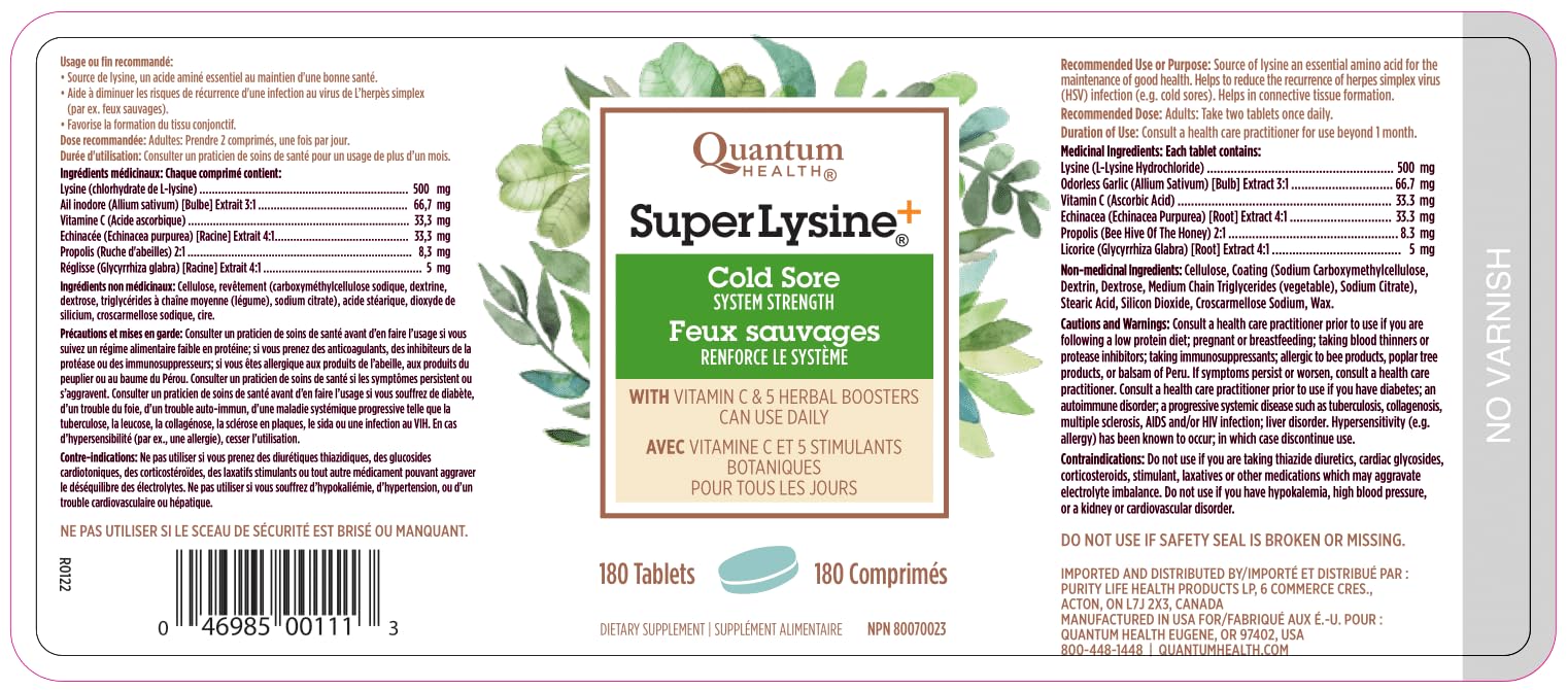 Quantum Super Lysine+ L-Lysine 1500mg tablets side view