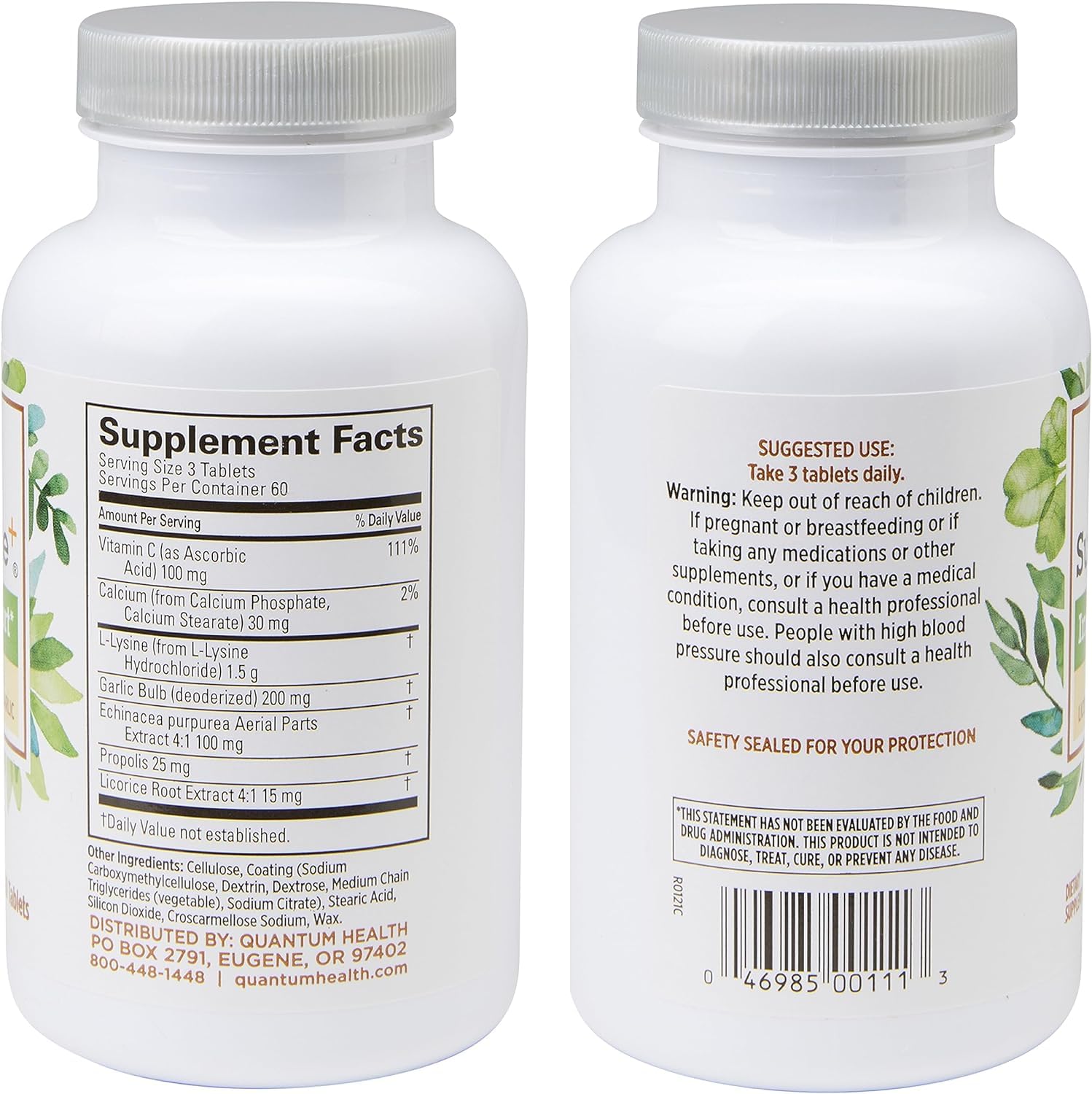 Quantum Super Lysine+ L-Lysine Supplement side view with label