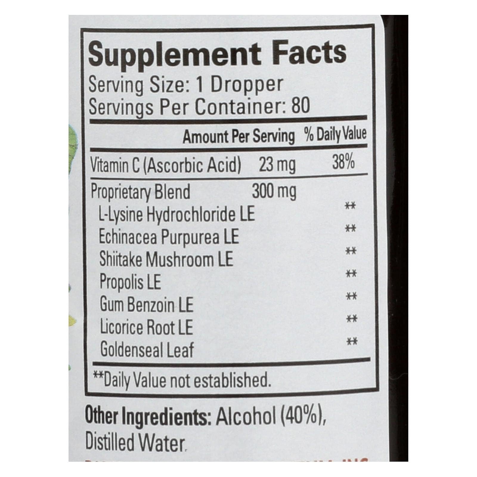 Quantum Super Lysine+ Liquid Extract 68g bottle with ingredients list