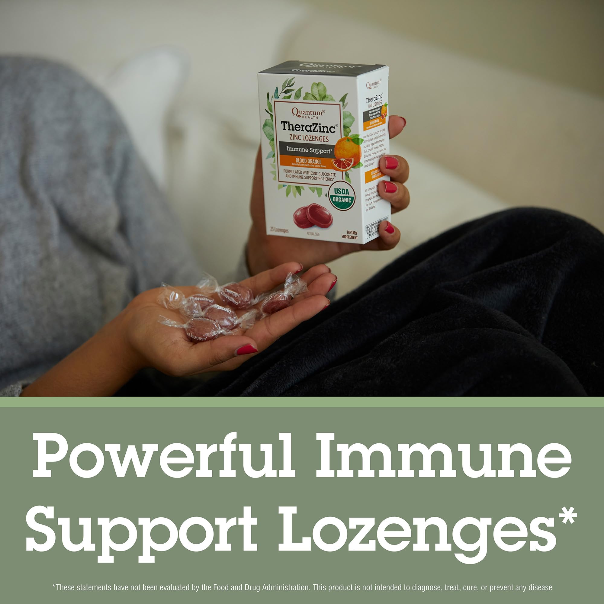 Quantum TheraZinc Organic Blood Orange Zinc Lozenges packaging