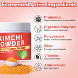 QUBIT Kimchi Supplement 170g displayed with a smoothie