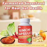 QUBIT Kimchi Supplement Capsules displayed on a wooden table
