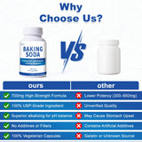QUBIT Sodium Bicarbonate Capsules 700mg on a wooden table