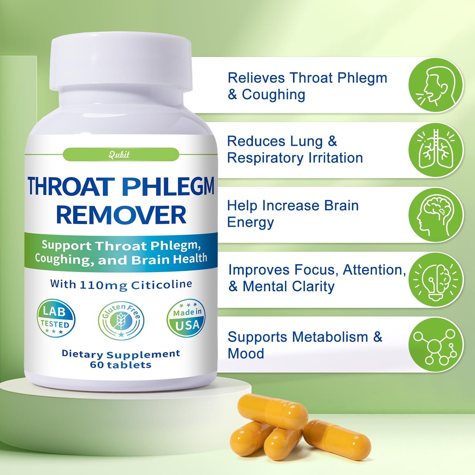 QUBIT Throat Phlegm Remover bottle side view