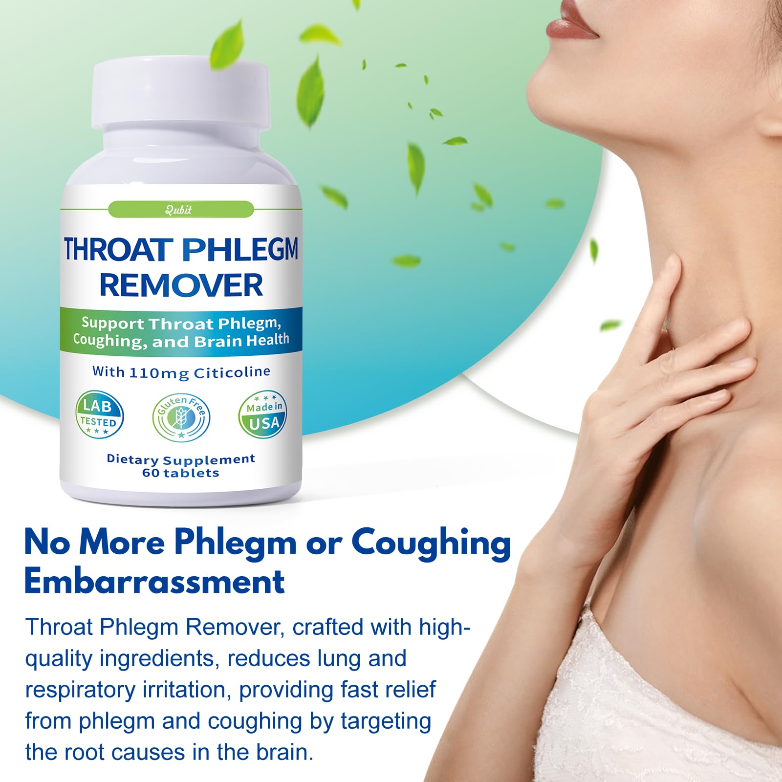 QUBIT Throat Phlegm Remover capsules close-up