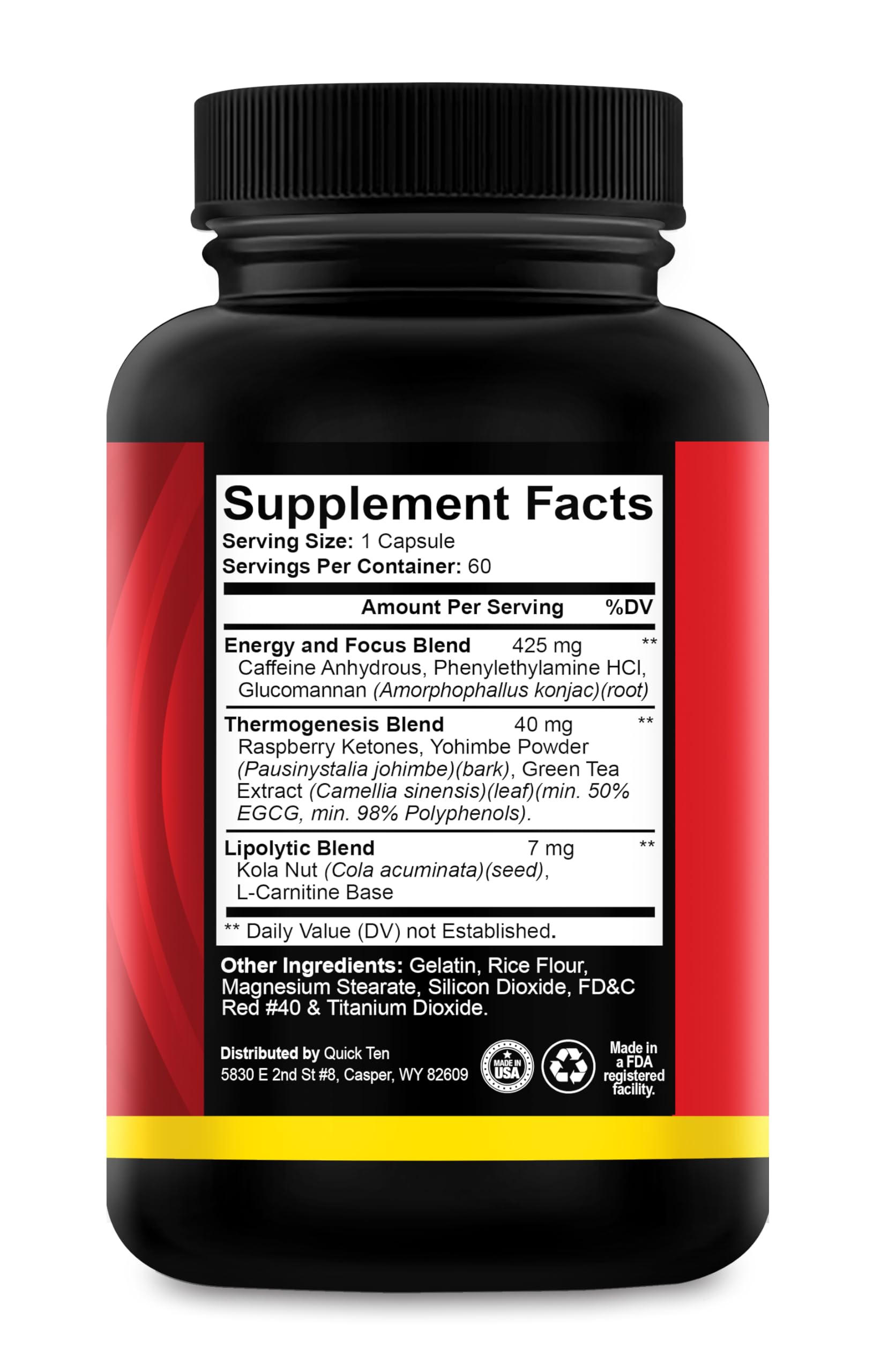 Quick Ten Ultra Fat Burner Capsules bottle with label