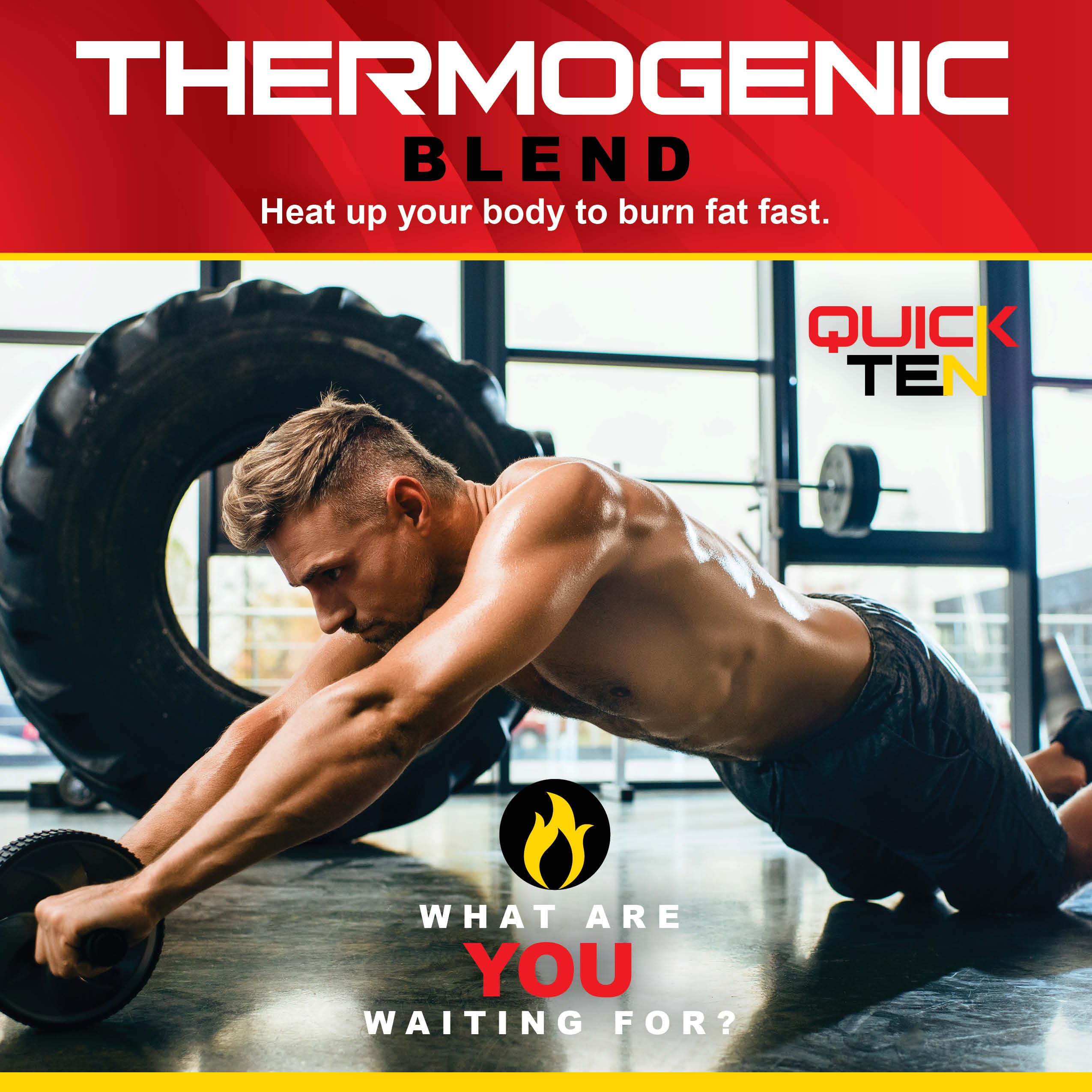 Quick Ten Ultra Fat Burner Capsules with measuring tape