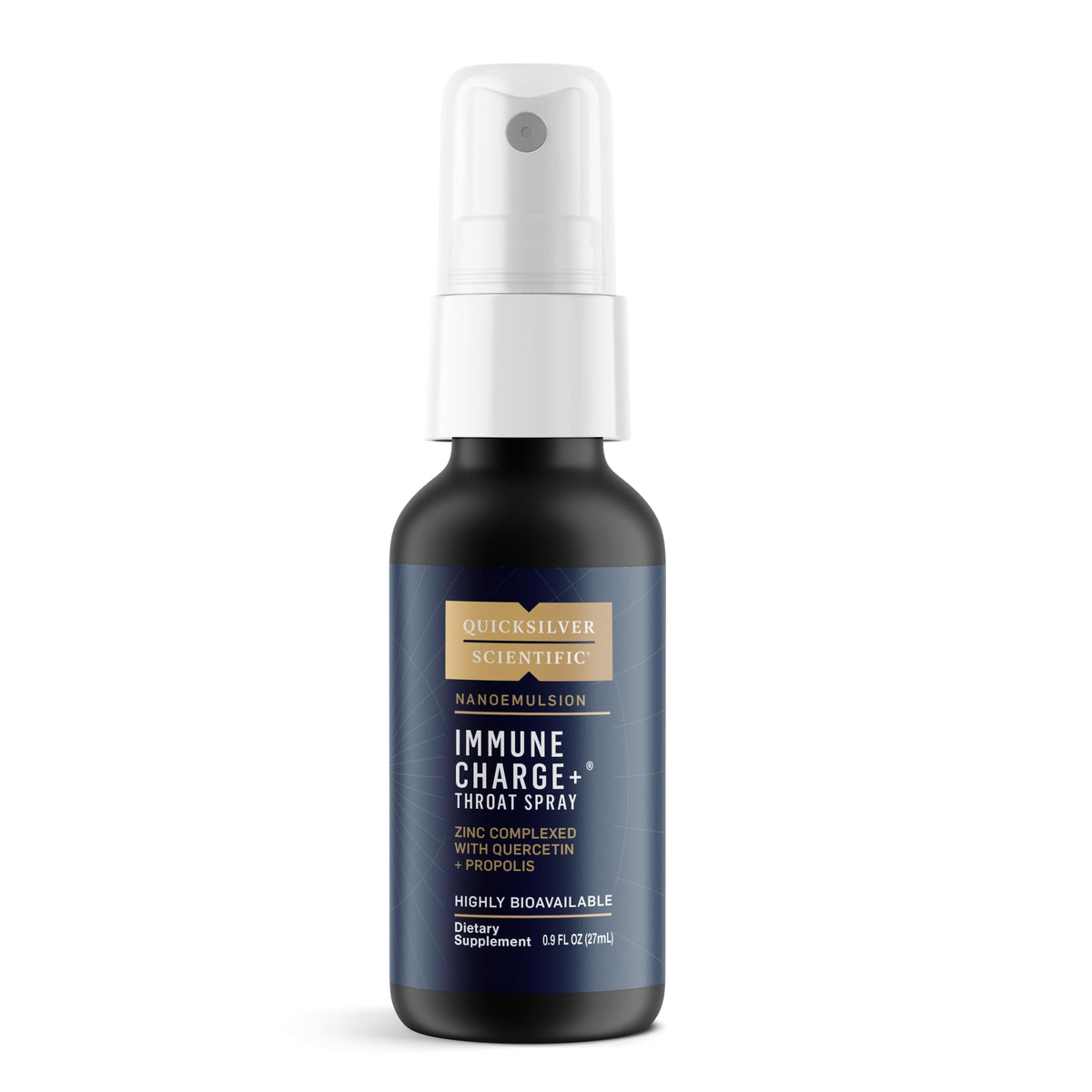 Quicksilver Scientific daily wellness Charge+ Zinc Throat Spray 27ml front view