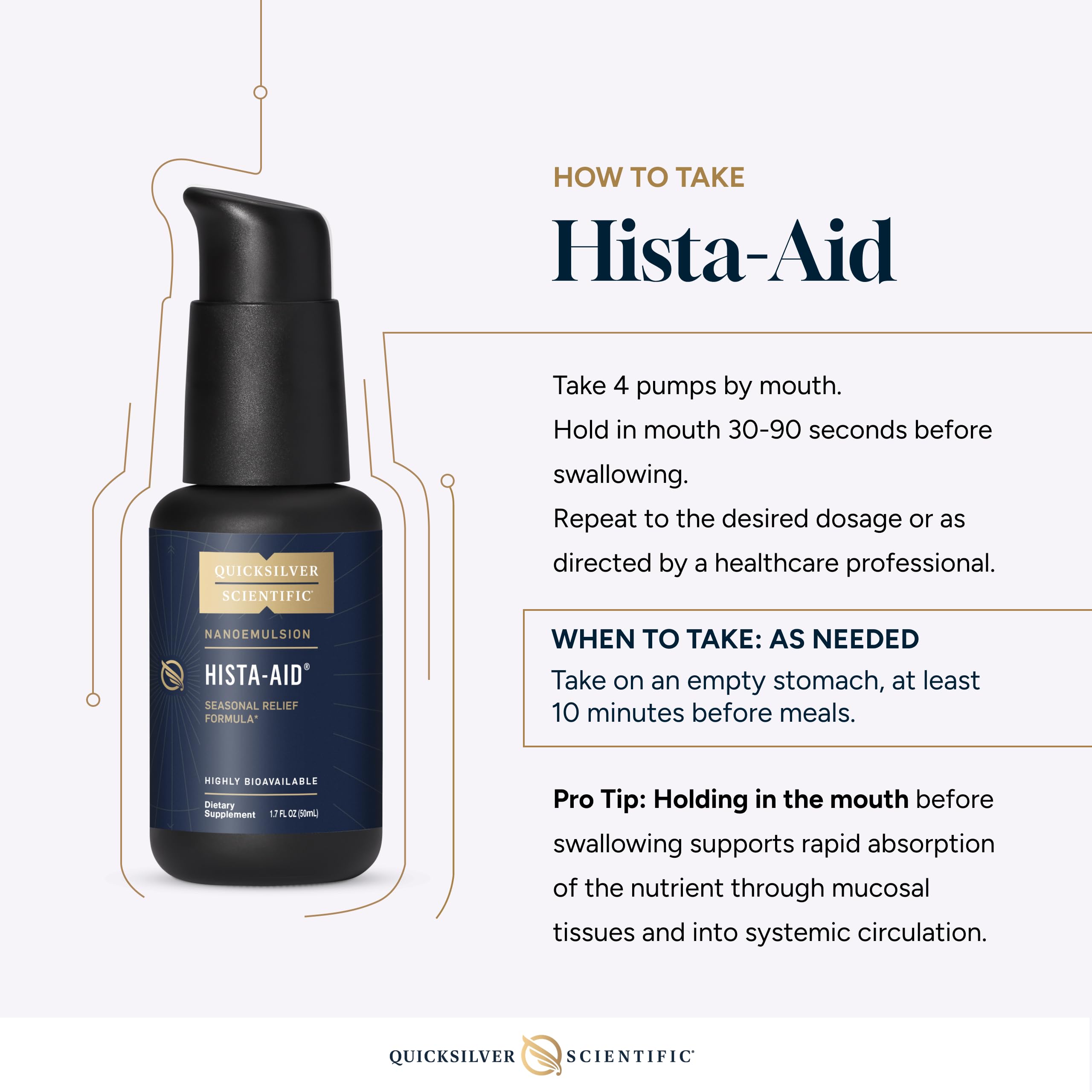 Quicksilver Scientific Hista-Aid Seasonal Relief Formula packaging details
