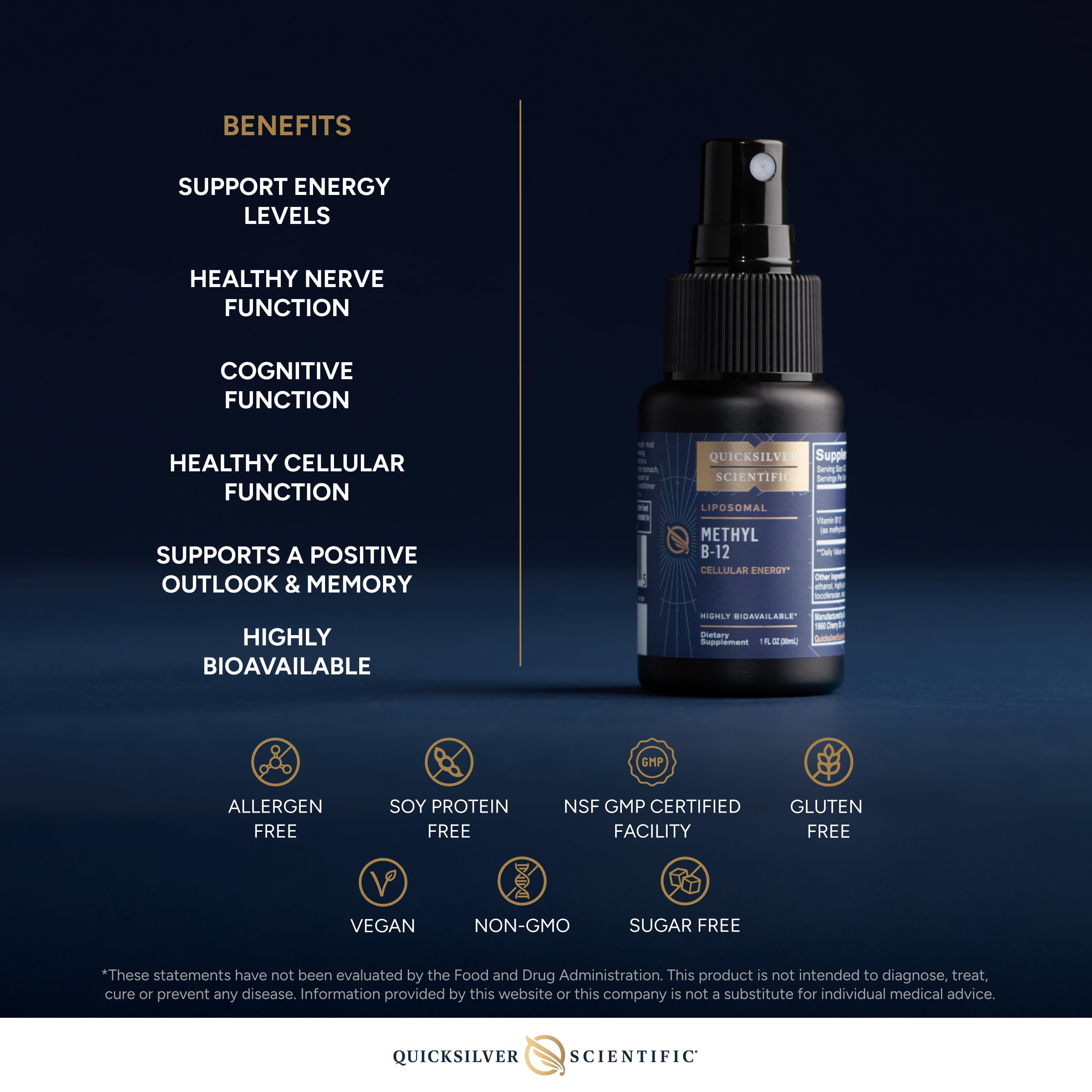 Quicksilver Scientific Liposomal Vitamin B12 Liquid dosage dropper